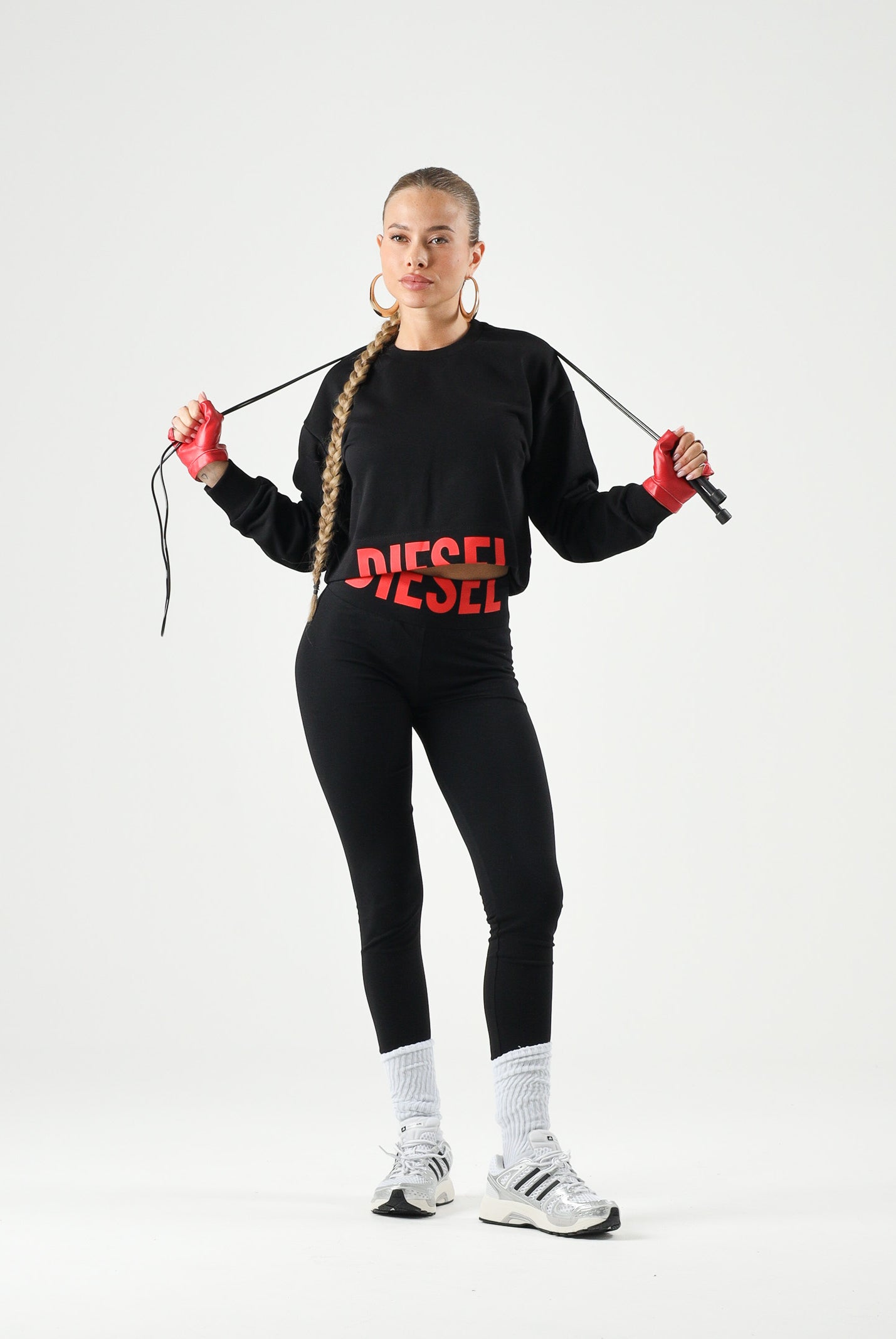 DIESEL Felpa cropped colore nero, per donna, ragazzi e bambini con logo frontale J02936KYAZ3 K900 DIESEL