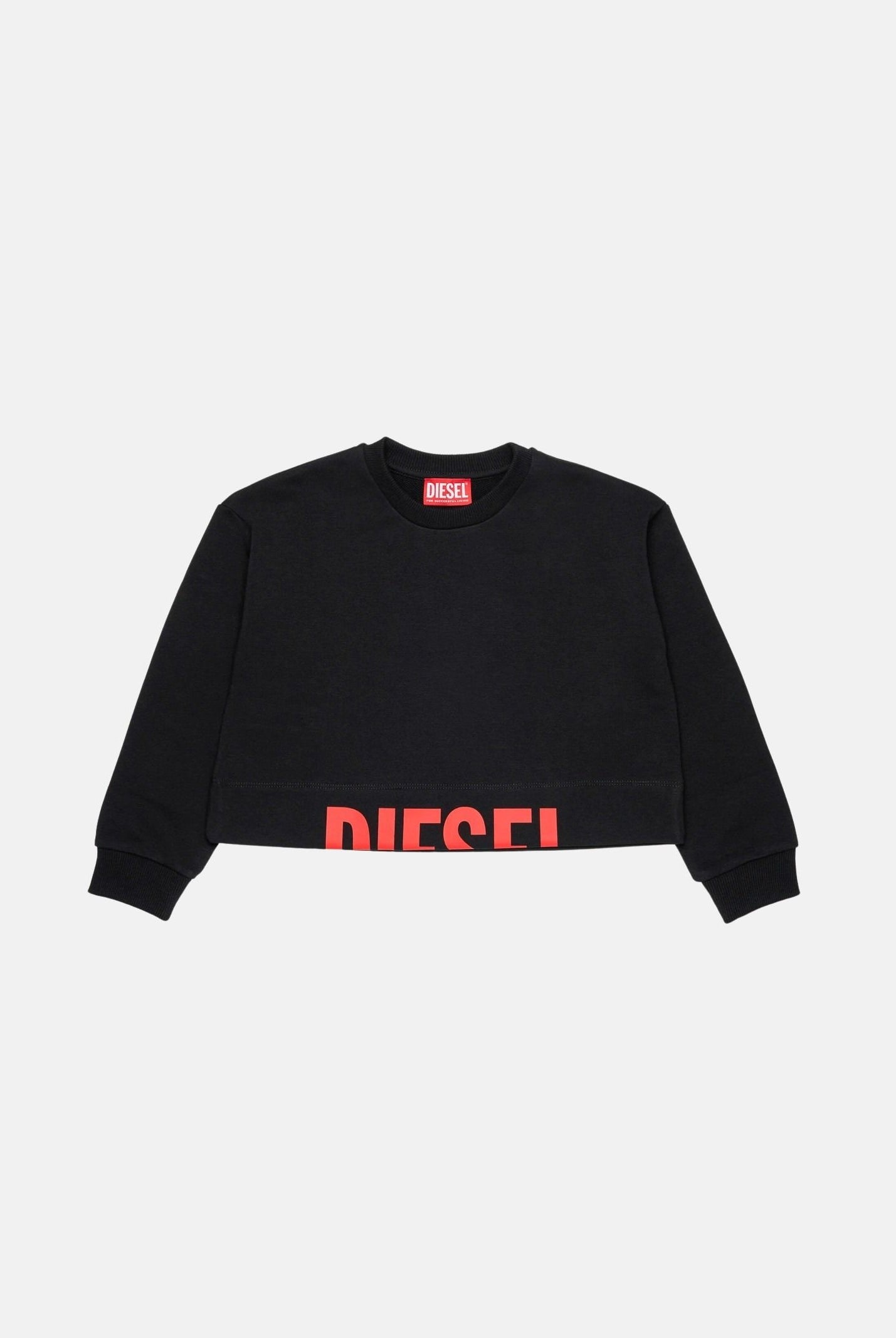 DIESEL Felpa cropped colore nero, per donna, ragazzi e bambini con logo frontale J02936KYAZ3 K900 DIESEL