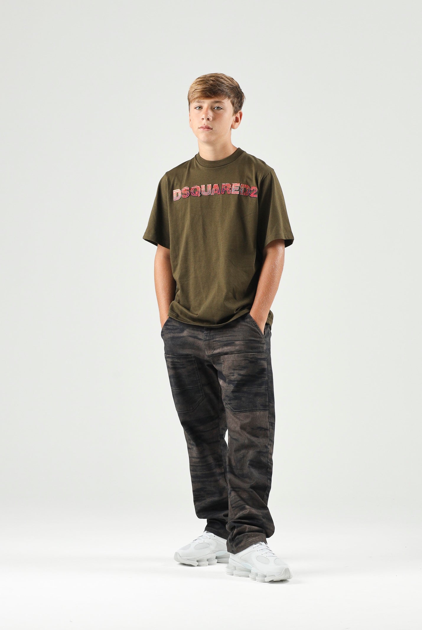 DIESEL Pantaloni PJAKE camouflage verde, colore basico verde, donna. J02958KXBT8 K50C DIESEL