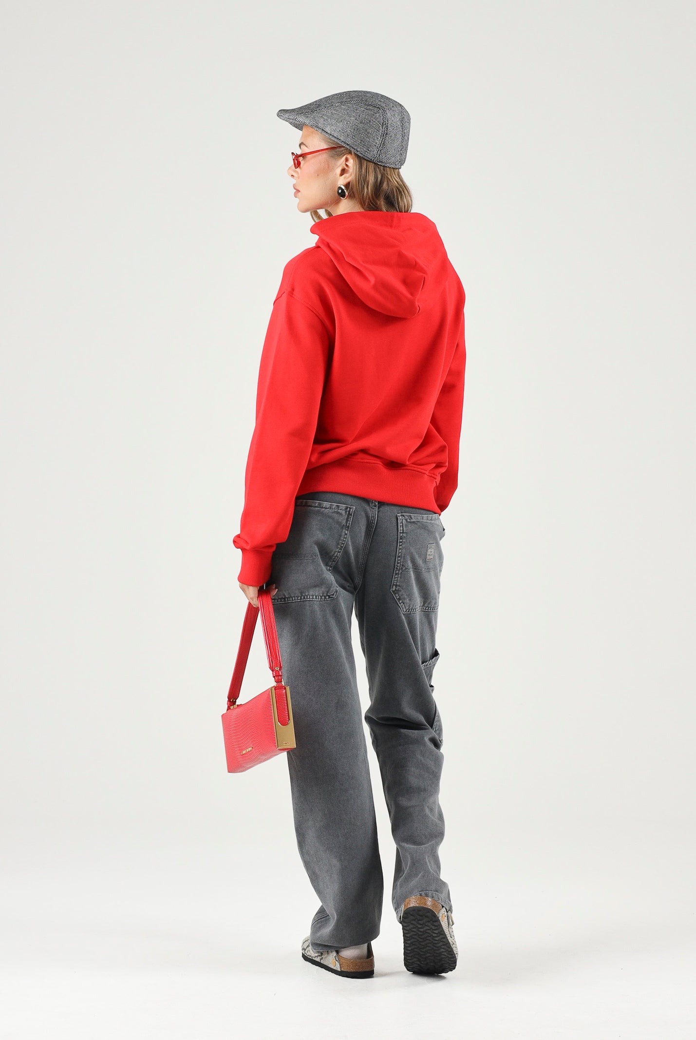 DIESEL Felpa SVELLYHOOD OVER con cappucio , red blood, rosso per donna, ragazzi e bambini con maxi logo Oval D J029650GEAD K405 DIESEL