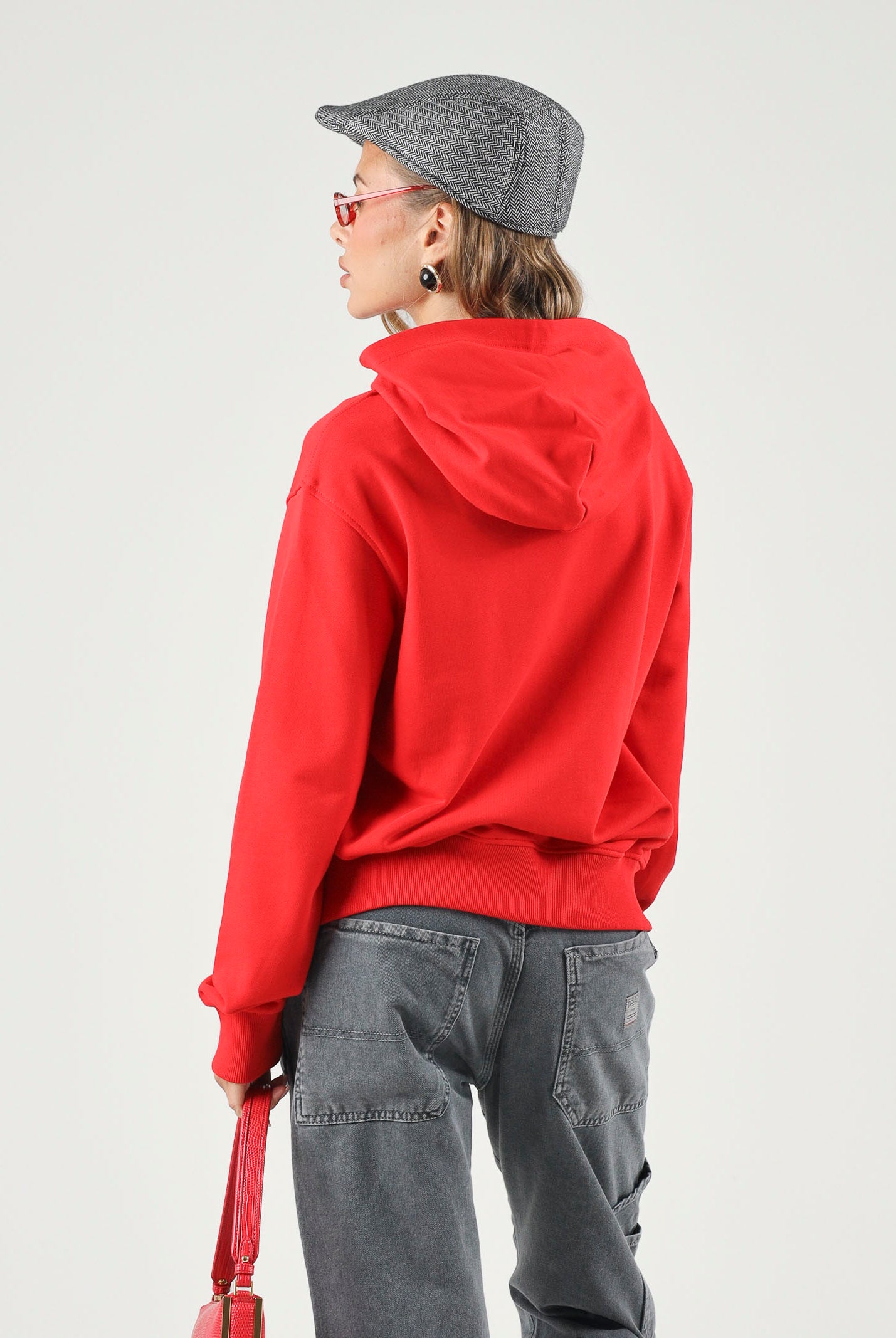 DIESEL Felpa SVELLYHOOD OVER con cappucio , red blood, rosso per donna, ragazzi e bambini con maxi logo Oval D J029650GEAD K405 DIESEL