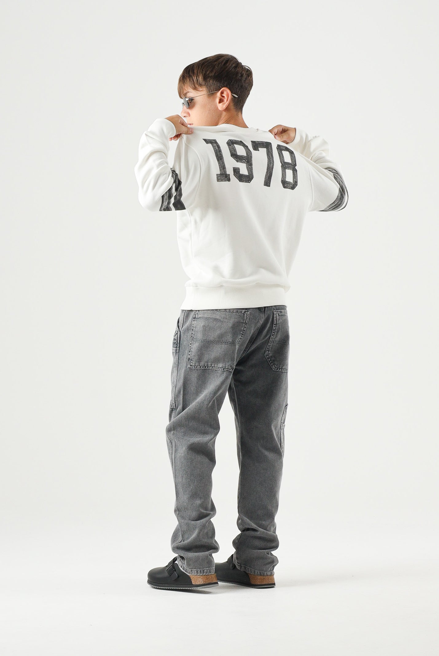 DIESEL Felpa SBAND Off White, per donna, ragazzi e bambini con stampe logo stile college, J029880GEAD K141 DIESEL