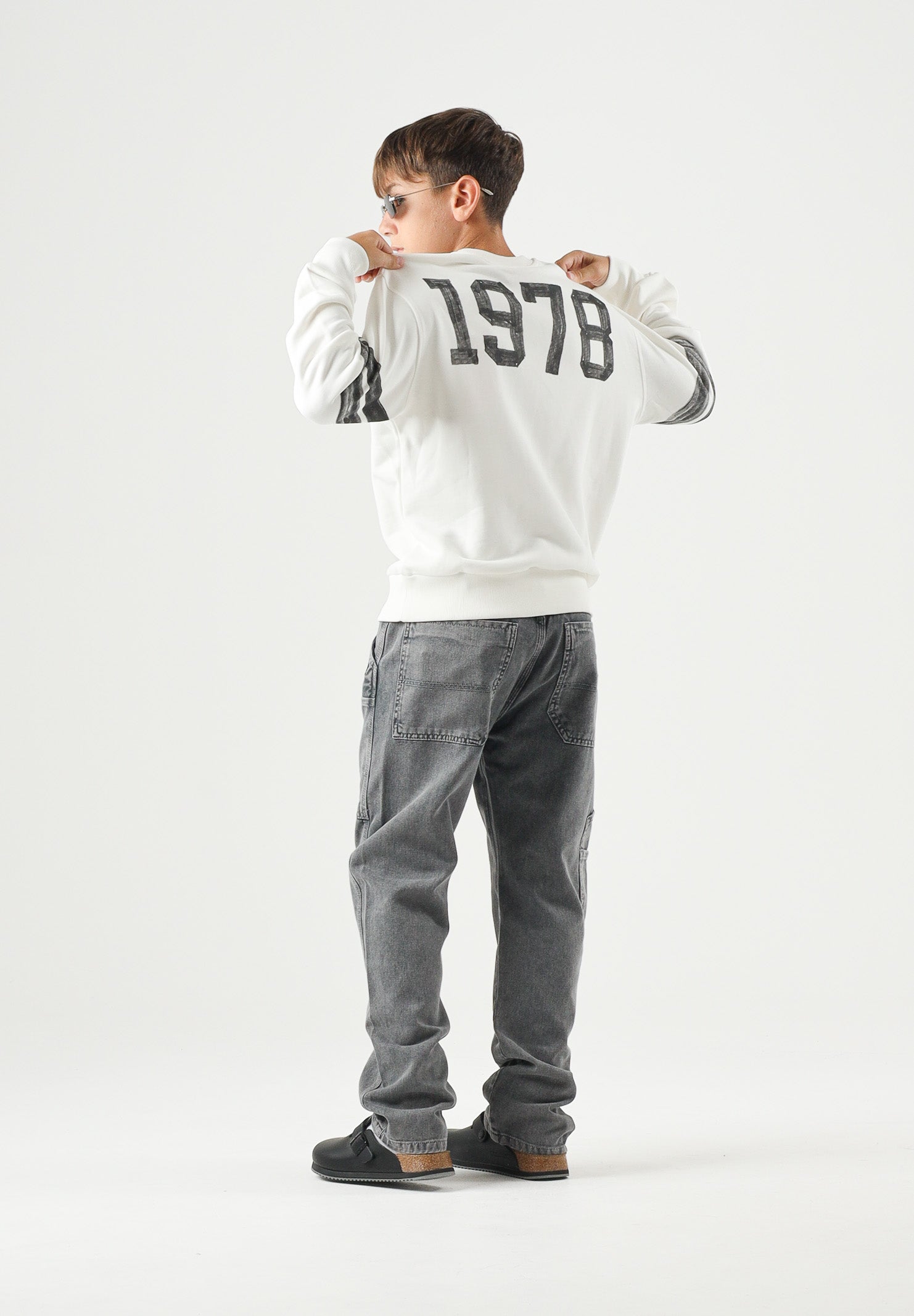 DIESEL Felpa SBAND Off White, per donna, ragazzi e bambini con stampe logo stile college, J029880GEAD K141 DIESEL