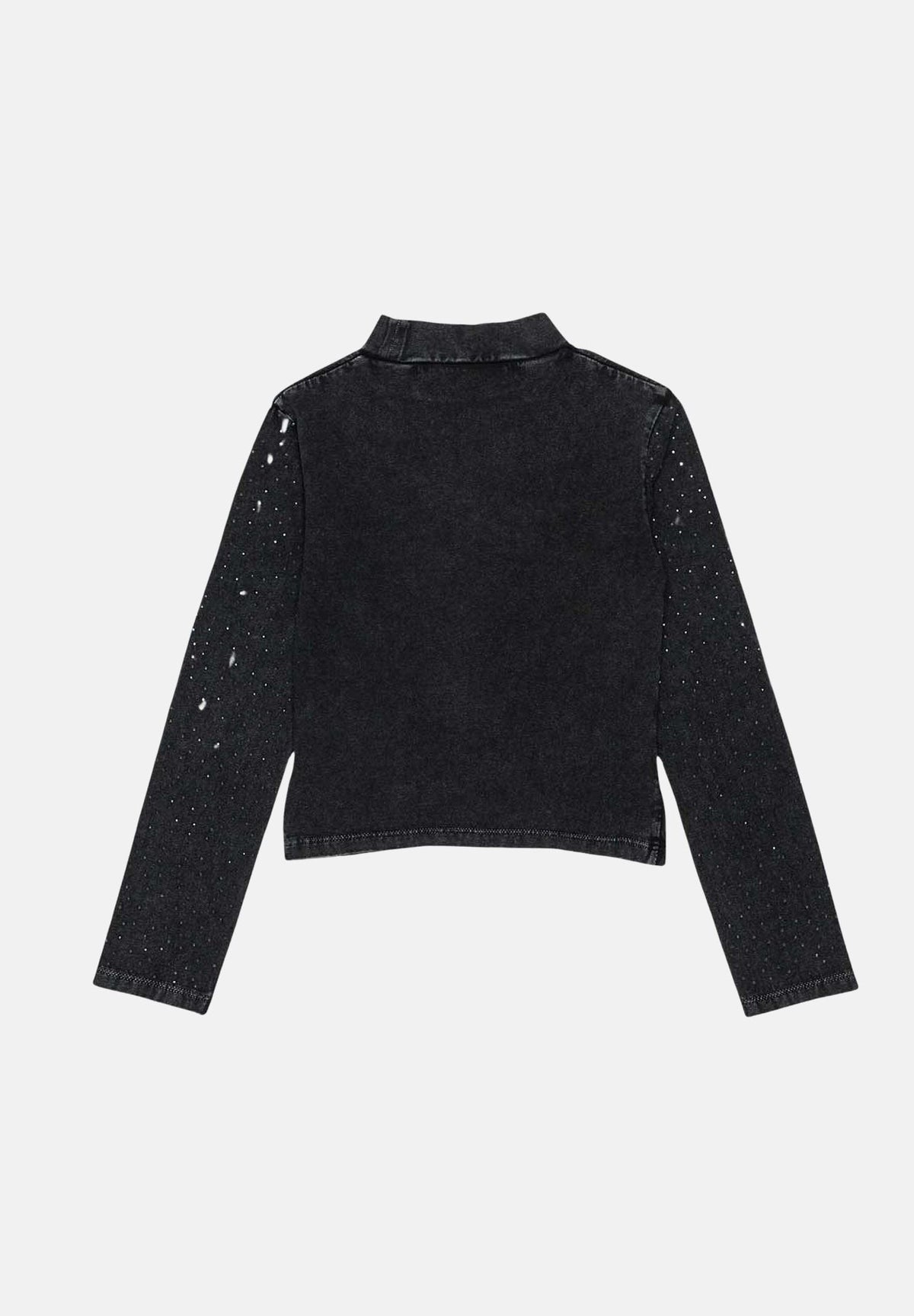 DIESEL T-shirt manica lunga TKNOT nera per donna, ragazza e bambina con dettaglio incrociato annodato e dettaglio strass sulle spalle J03011KYA2K K900 DIESEL