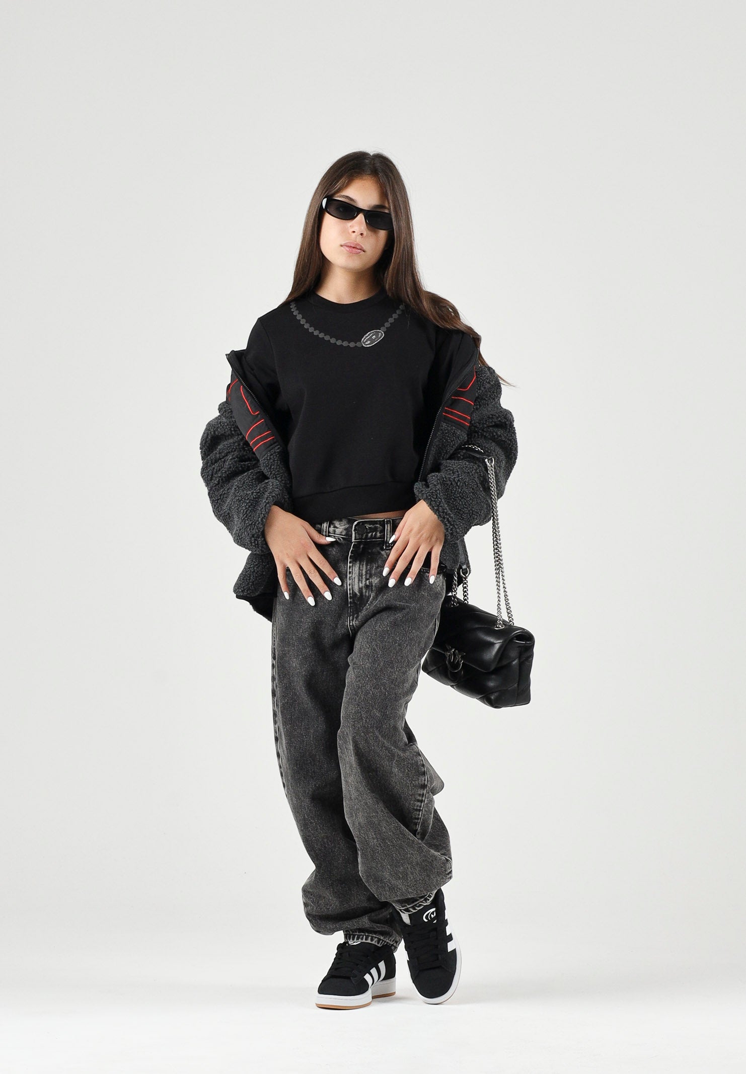 DIESEL Felpa FELPA CON STAMPA COLLANA nero nero, colore basico nero, donna. J03014KYAZ3 K900 DIESEL
