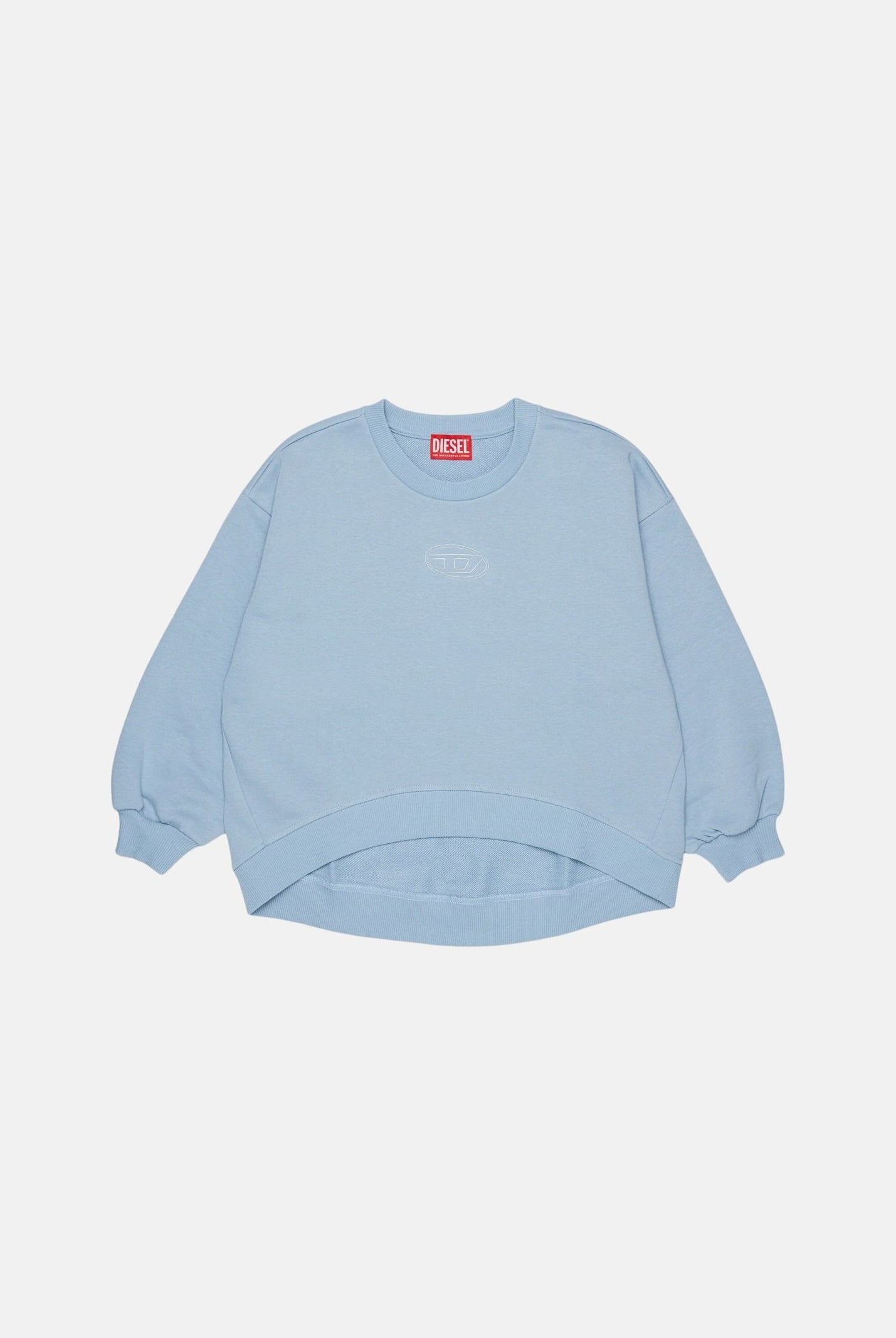DIESEL Felpa SALILLY colore brand Dusty Blue,azzurro cielo, per donna, ragazzi e bambini con logo Oval D J03017KYAZ3 K80U DIESEL