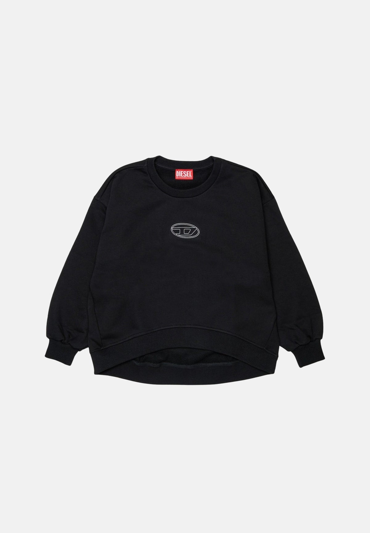 DIESEL Felpa girocollo SALILLY nera, per donna, ragazzi e bambini con logo Oval D frontale e linea morbida. J03017KYAZ3 K900 DIESEL