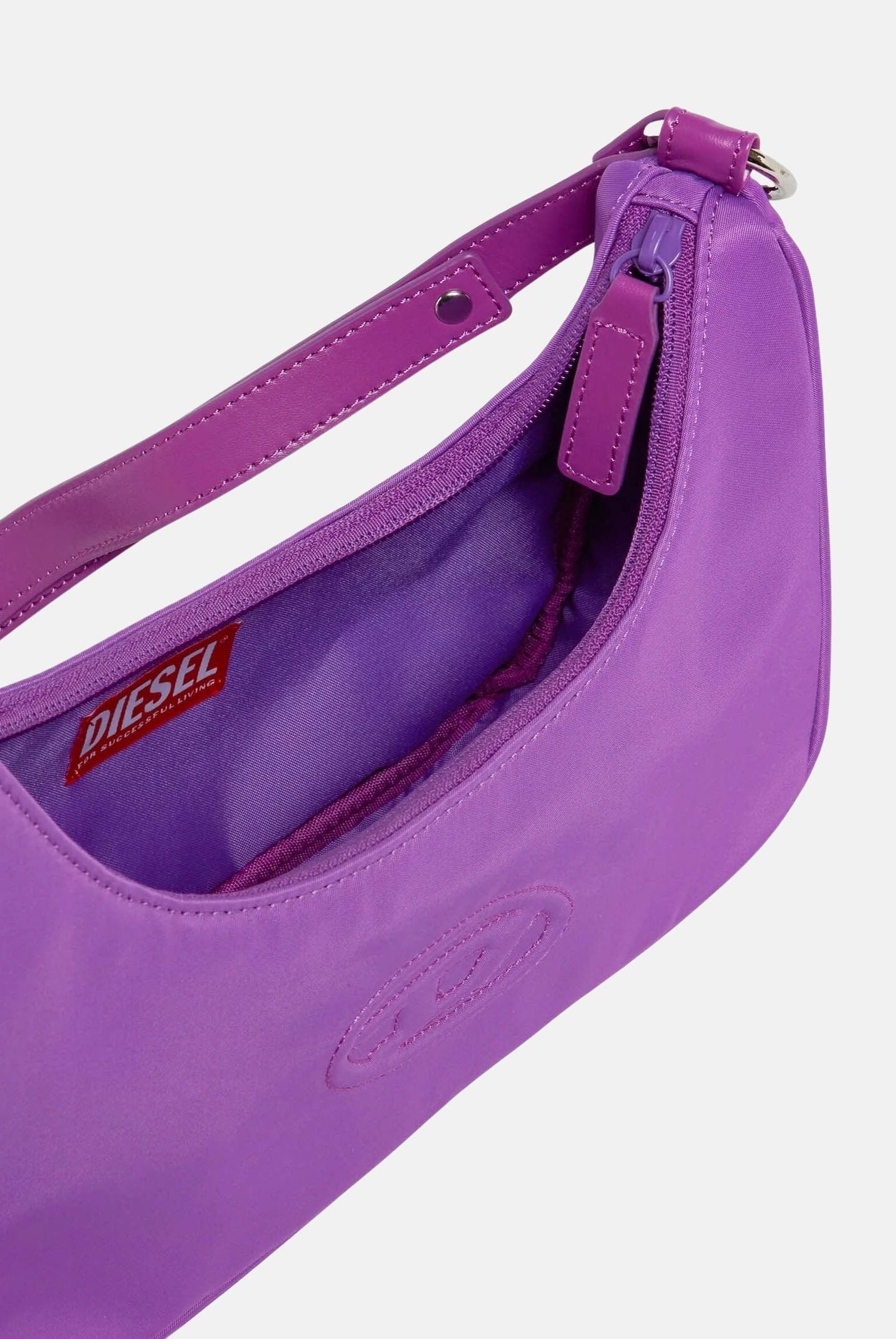 DIESEL Borsa a spalla WUNSY - NYLON SHOULDER Hyacinth Violet, viola, da donna con logo. J03143KXBEW K642 DIESEL