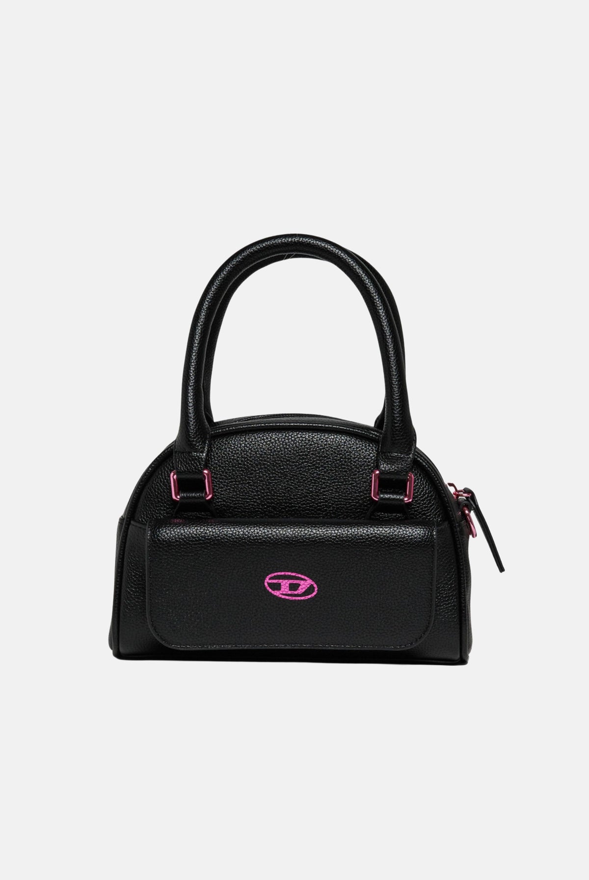 DIESEL Borsa mini D-BOWL BAG nera per donna, ragazza e bambina con manici tubolari e logo Oval D rosa. J03144KXBVG K900 DIESEL
