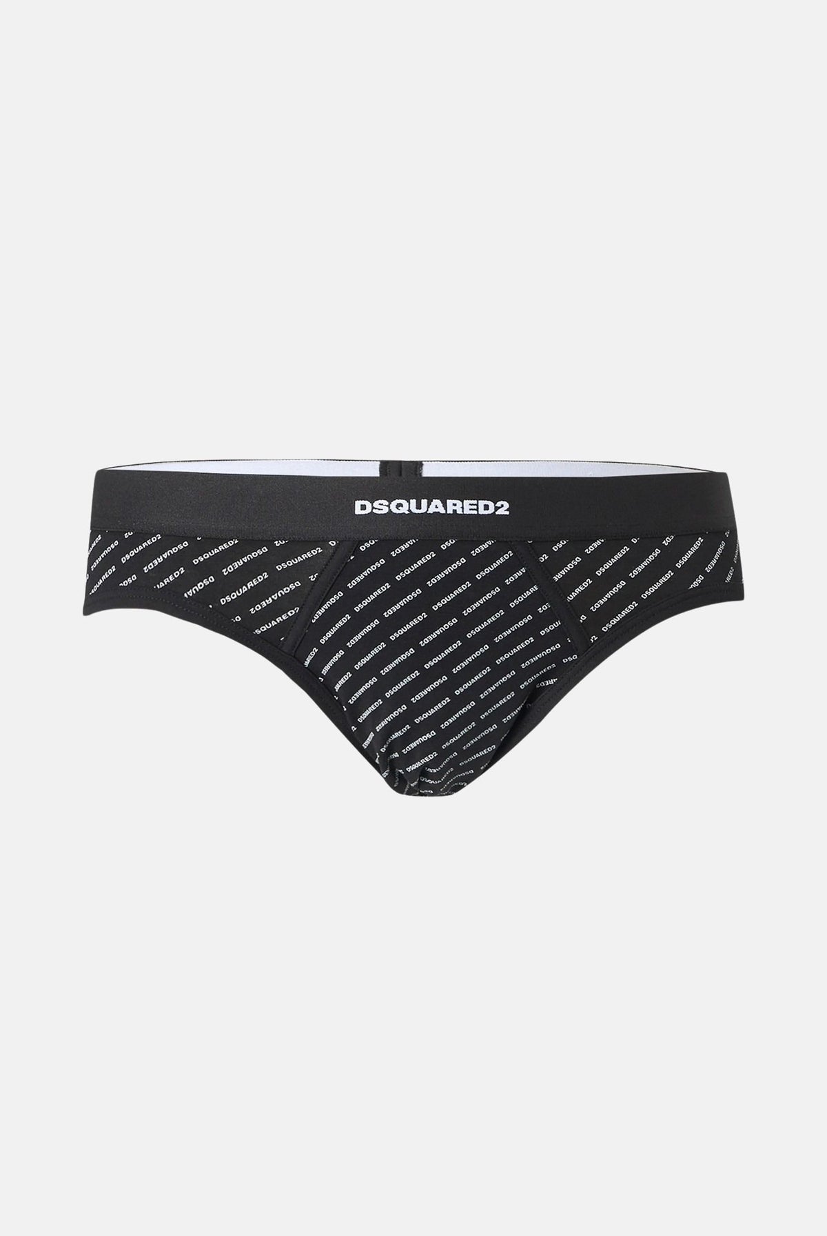DSQUARED2 Slip Intimo nero da uomo con banda elastica in vita e motivo logo all-over. D9H136390S 001 DSQUARED