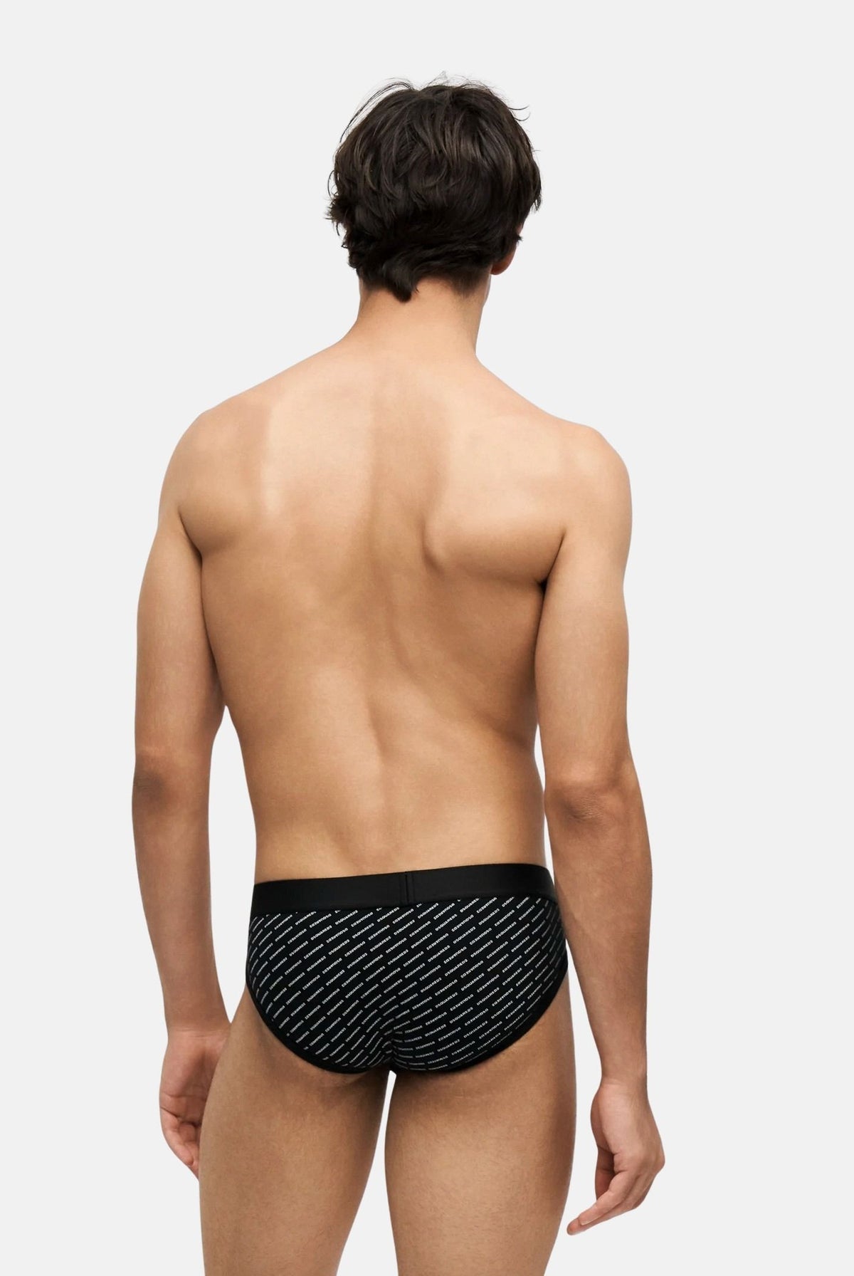 DSQUARED2 Slip Intimo nero da uomo con banda elastica in vita e motivo logo all-over. D9H136390S 001 DSQUARED2