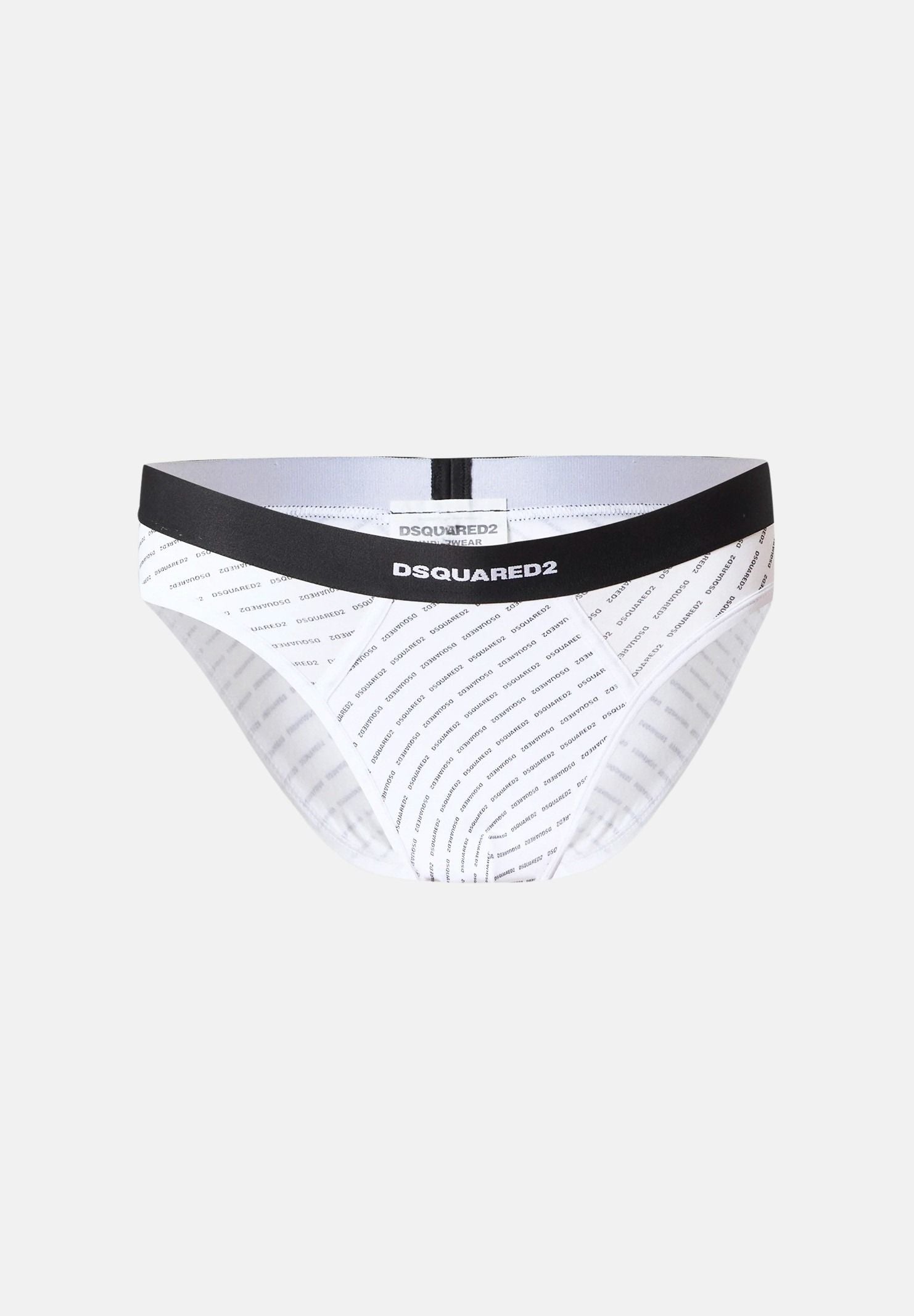 DSQUARED2 Slip Intimo bianco da uomo con banda elastica in vita e motivo logo all-over. D9H136390S 100 DSQUARED