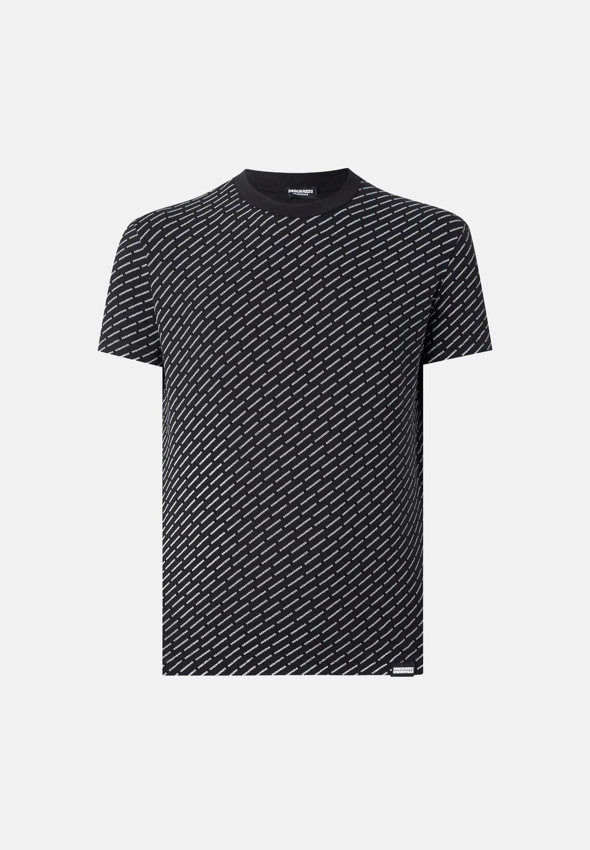 DSQUARED2 T-shirt girocollo nera per uomo con motivo logo monogram all-over D9H136390T 001 DSQUARED2