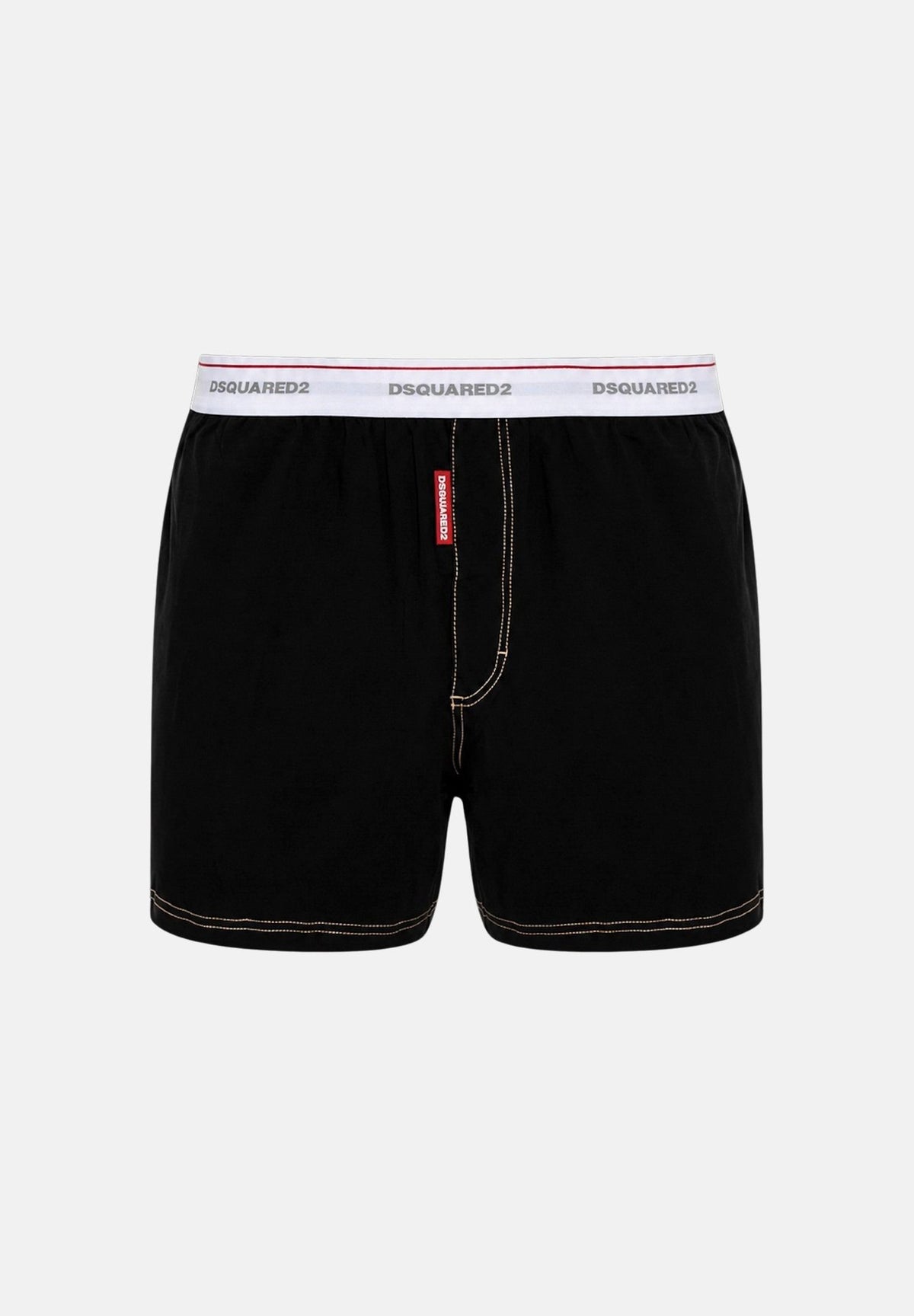 DSQUARED2 Boxer nero per uomo con cuciture a contrasto d'ispirazione denim D9LDG6350 001 DSQUARED2