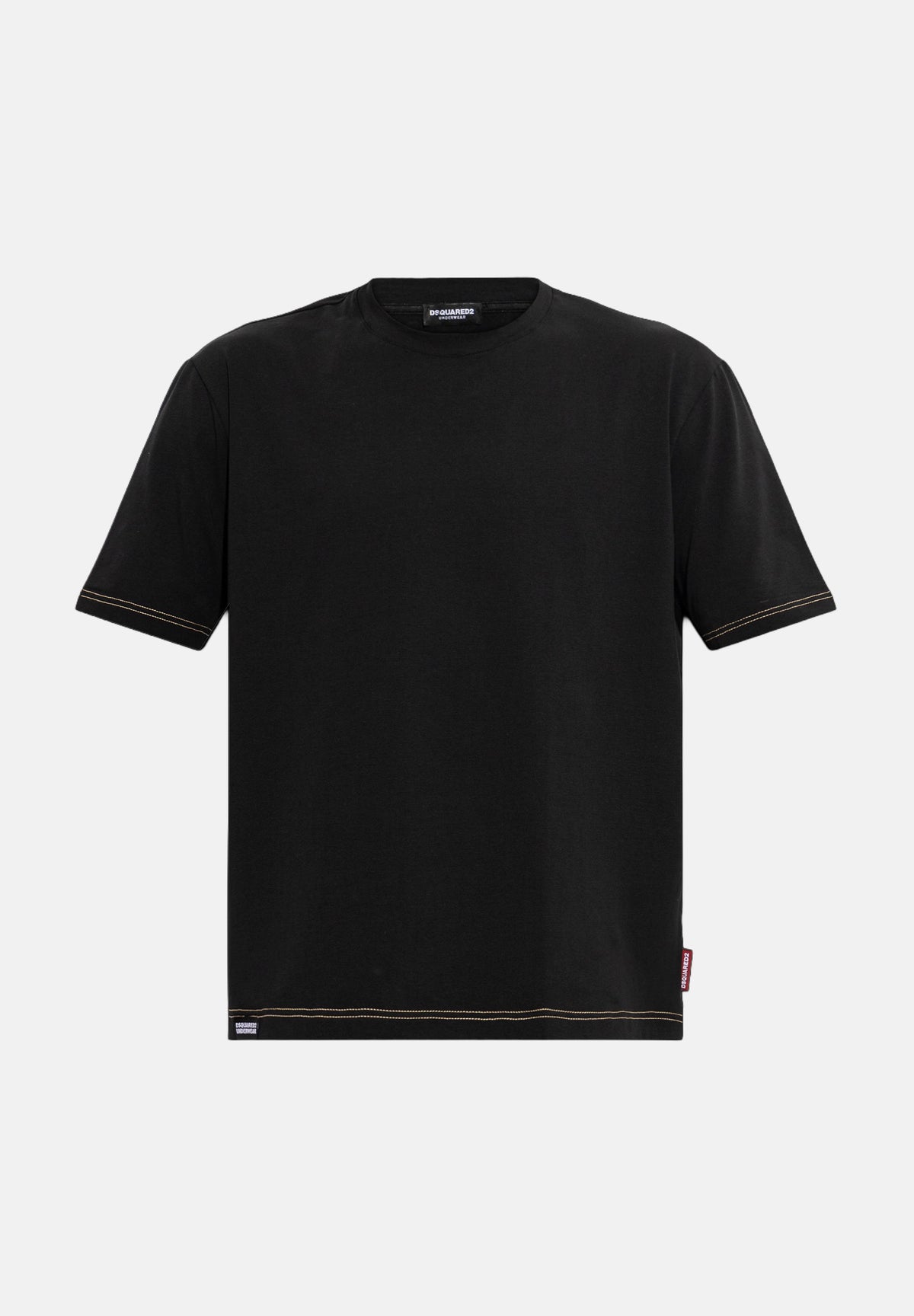 DSQUARED2 T-shirt girocollo nera da uomo con logo etichetta sul fondo D9M946350 001 DSQUARED2