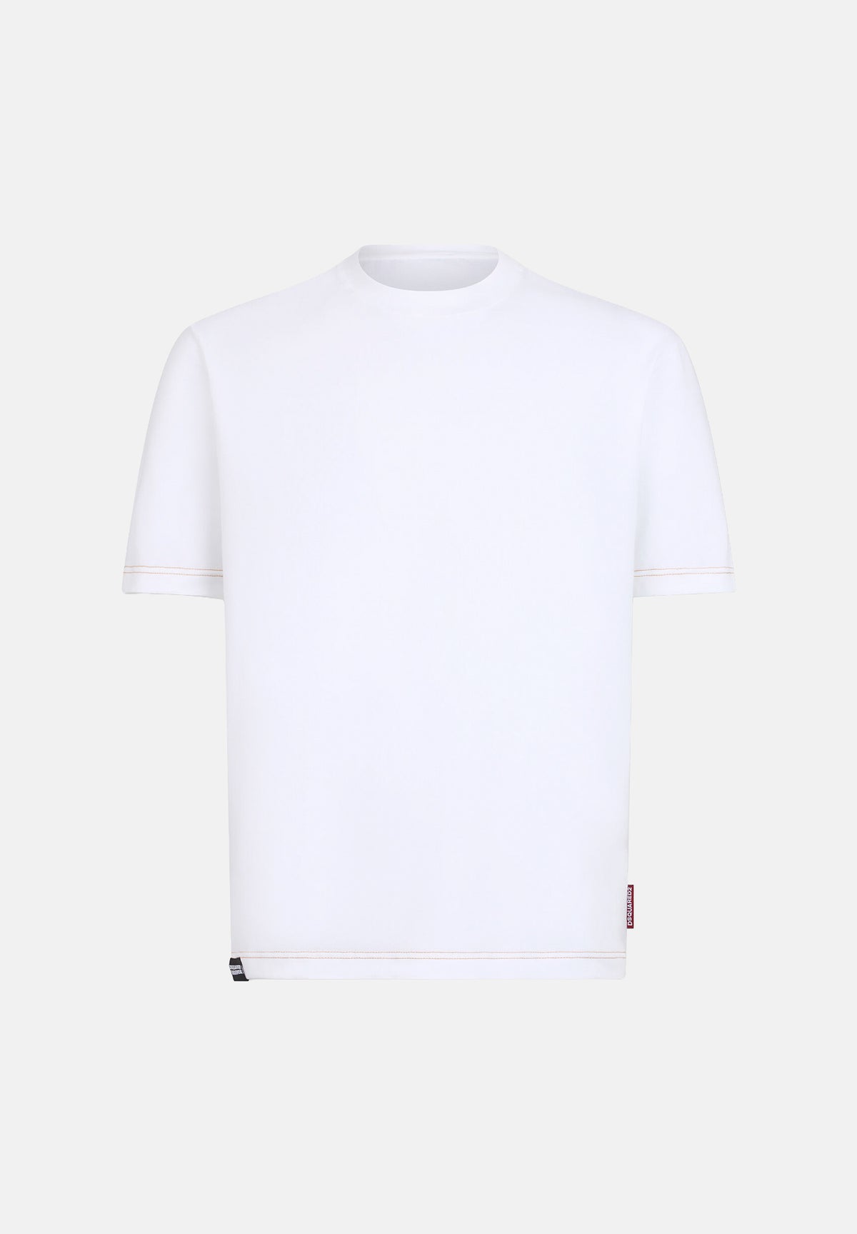 DSQUARED2 T-shirt girocollo bianca da uomo con logo etichetta sul fondo. D9M946350 100 DSQUARED2