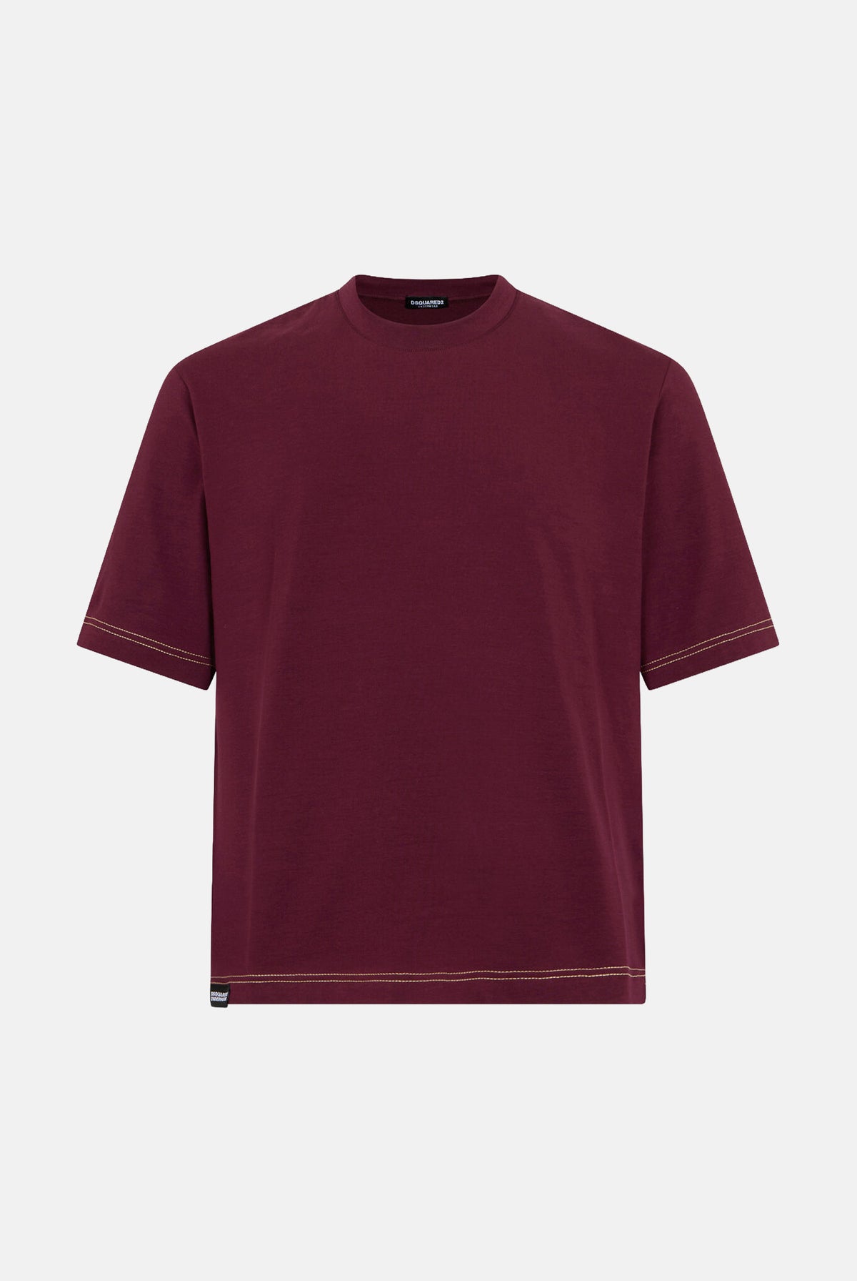 DSQUARED2 T-shirt girocollo bordeaux da uomo con logo etichetta sul fondo D9M946350 504 DSQUARED