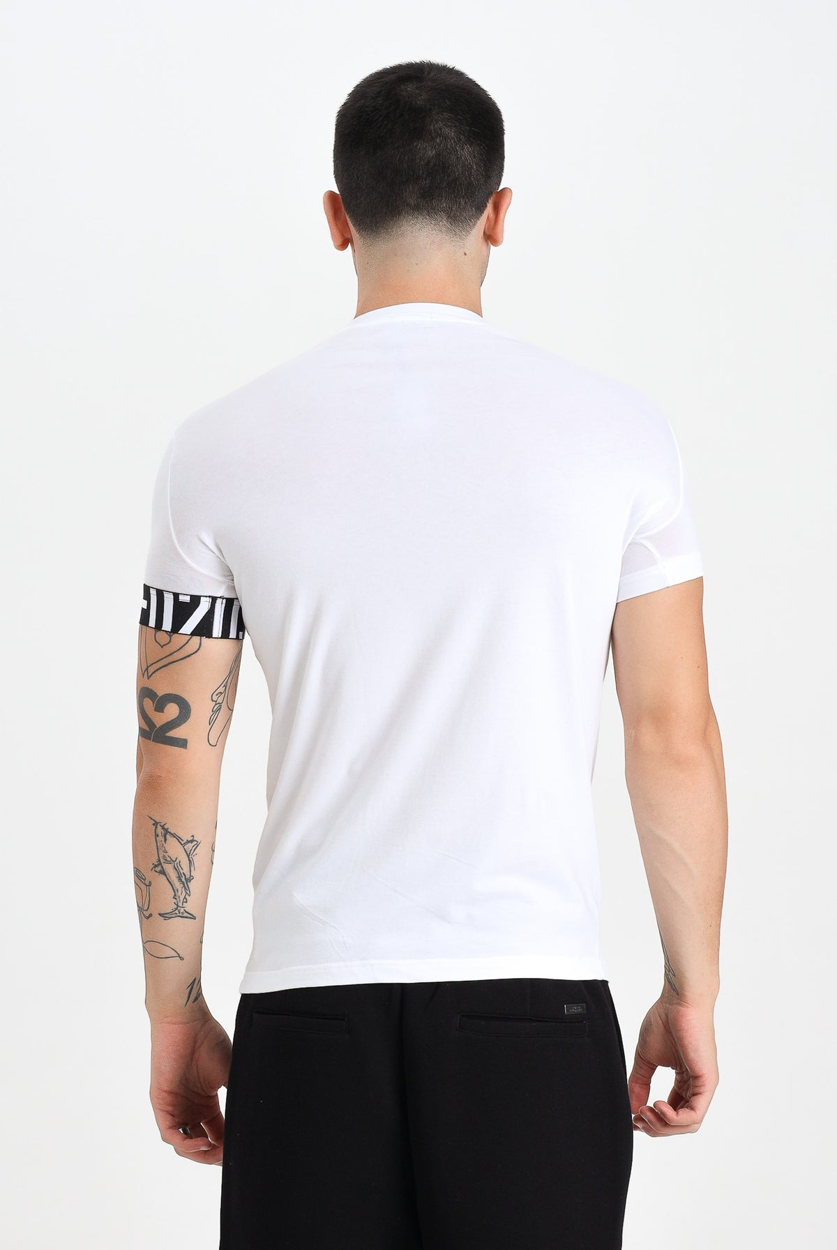 DSQUARED2 T-shirt a manica corta bianca da uomo con manica logata D9M3S6190 110 DSQUARED2