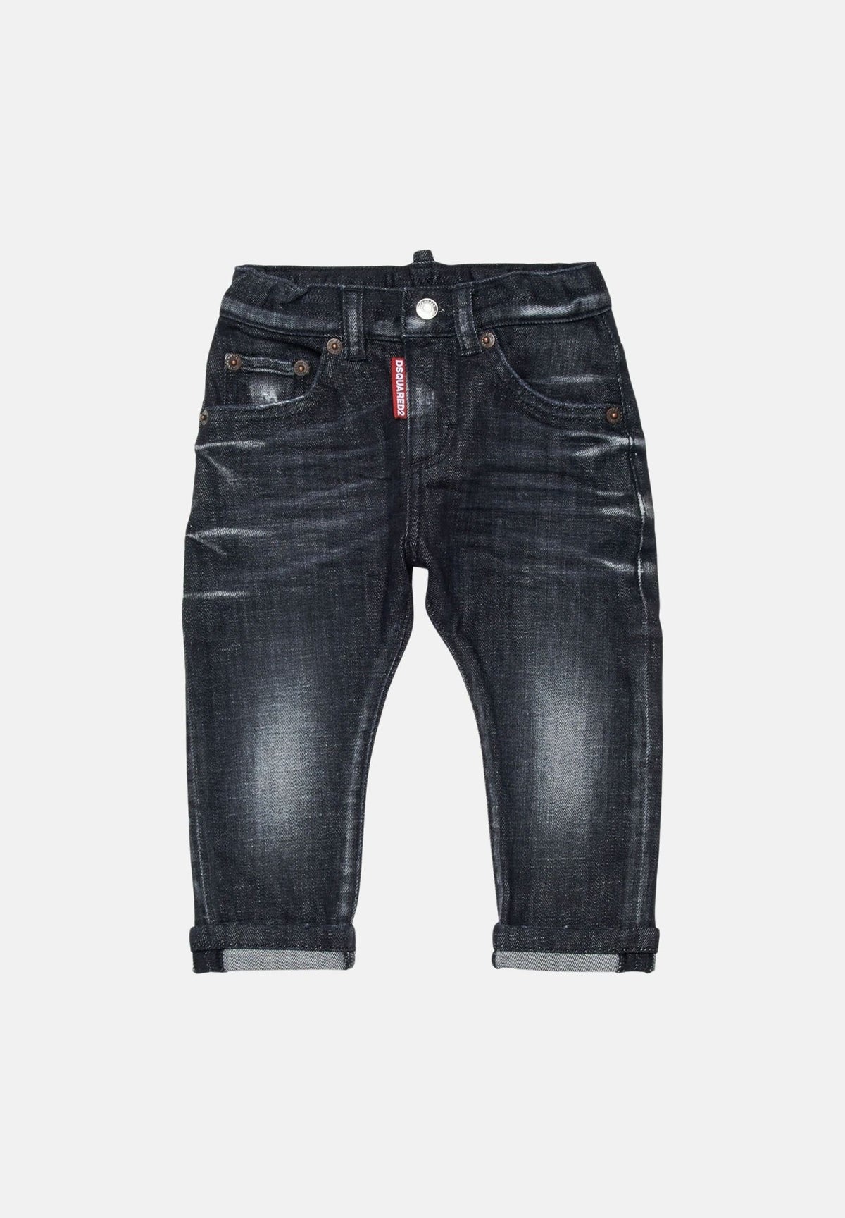 DSQUARED2 Jeans Turn-Up in denim nero da neonato DQ01TCD0ABS DQ02 DSQUARED2