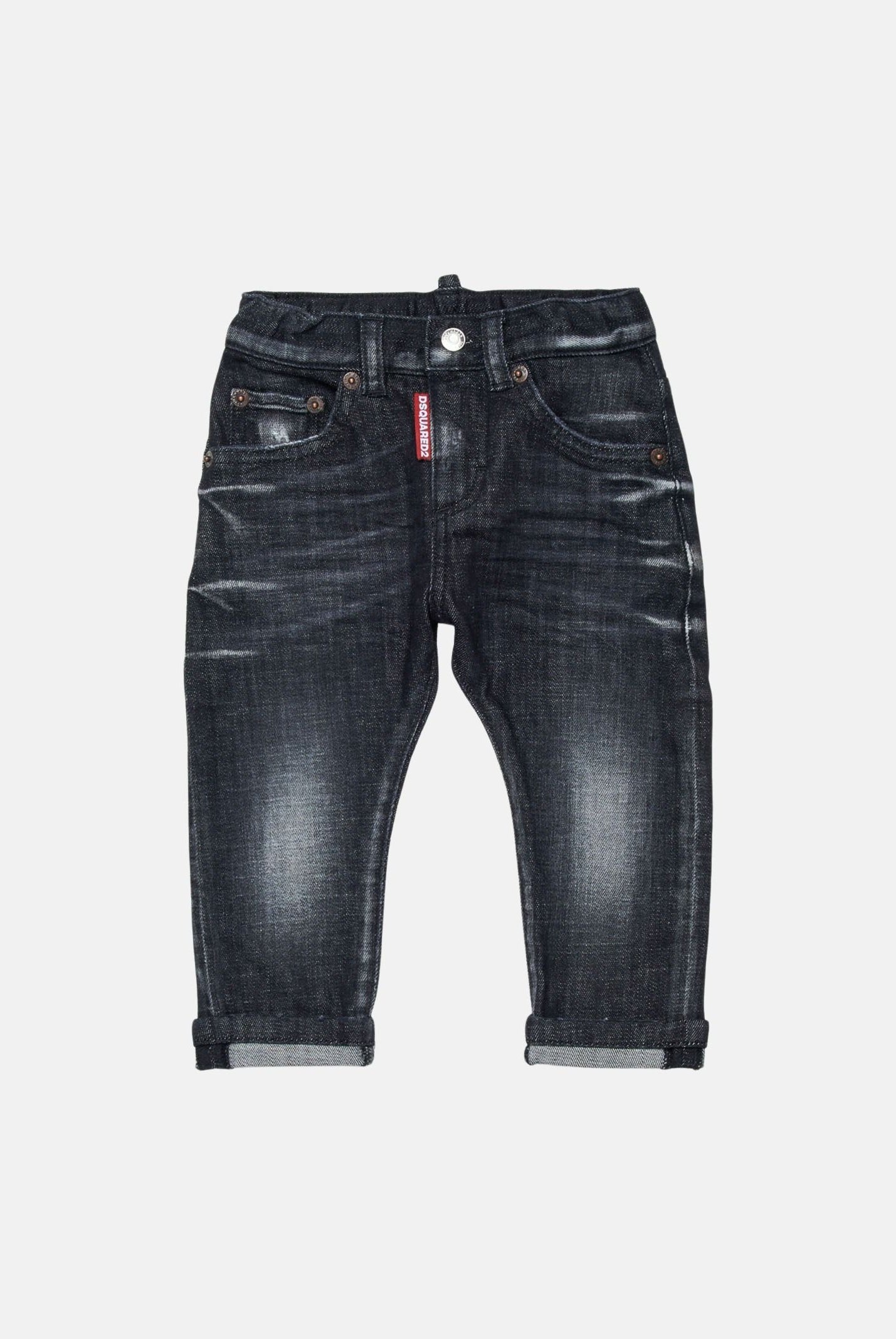 DSQUARED2 Jeans Turn-Up in denim nero da neonato DQ01TCD0ABS DQ02 DSQUARED2