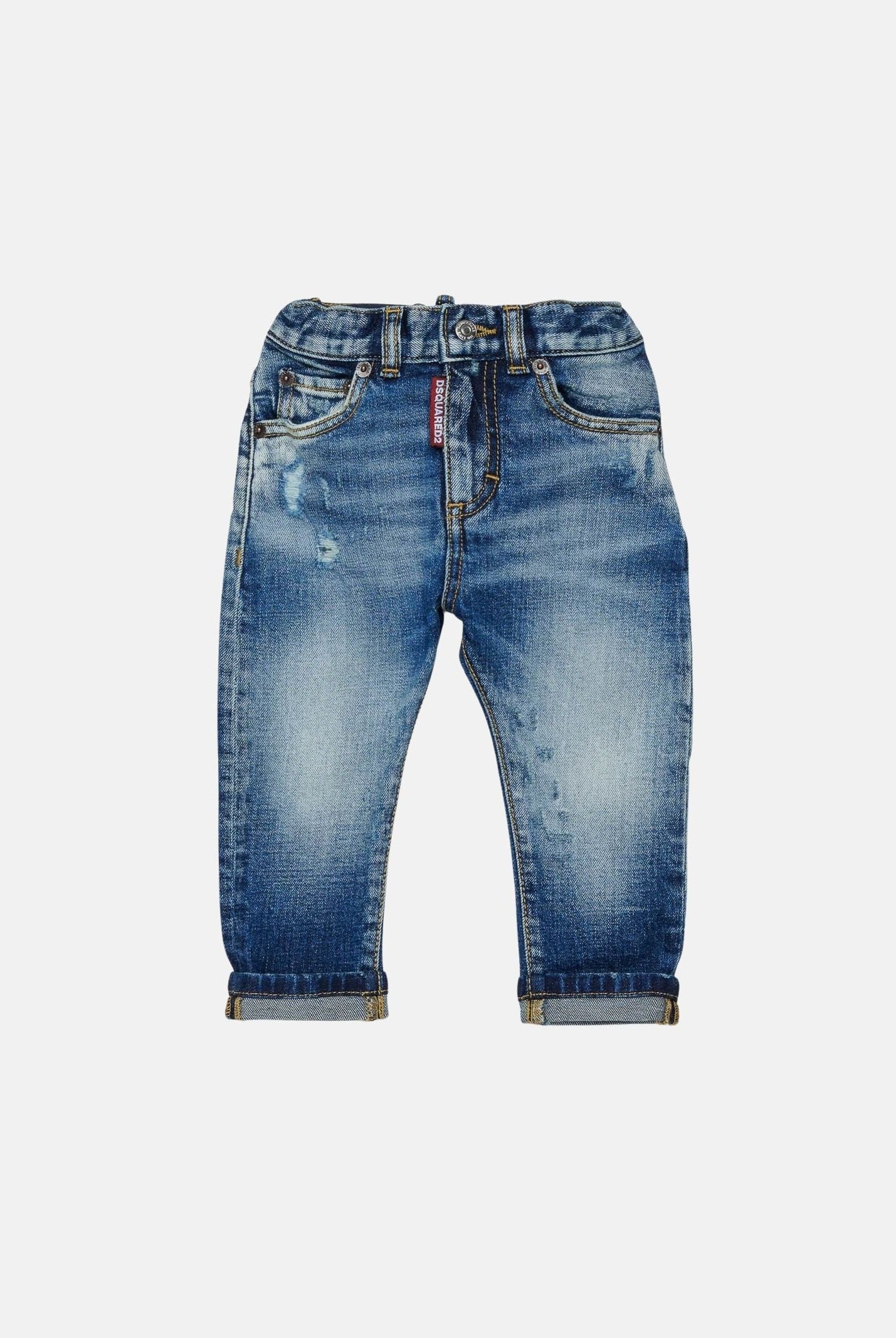 DSQUARED2 Jeans blue denim da neonato, con risvolto al fondo.<BR/> DQ01TCD0AHR DQ01 DSQUARED2