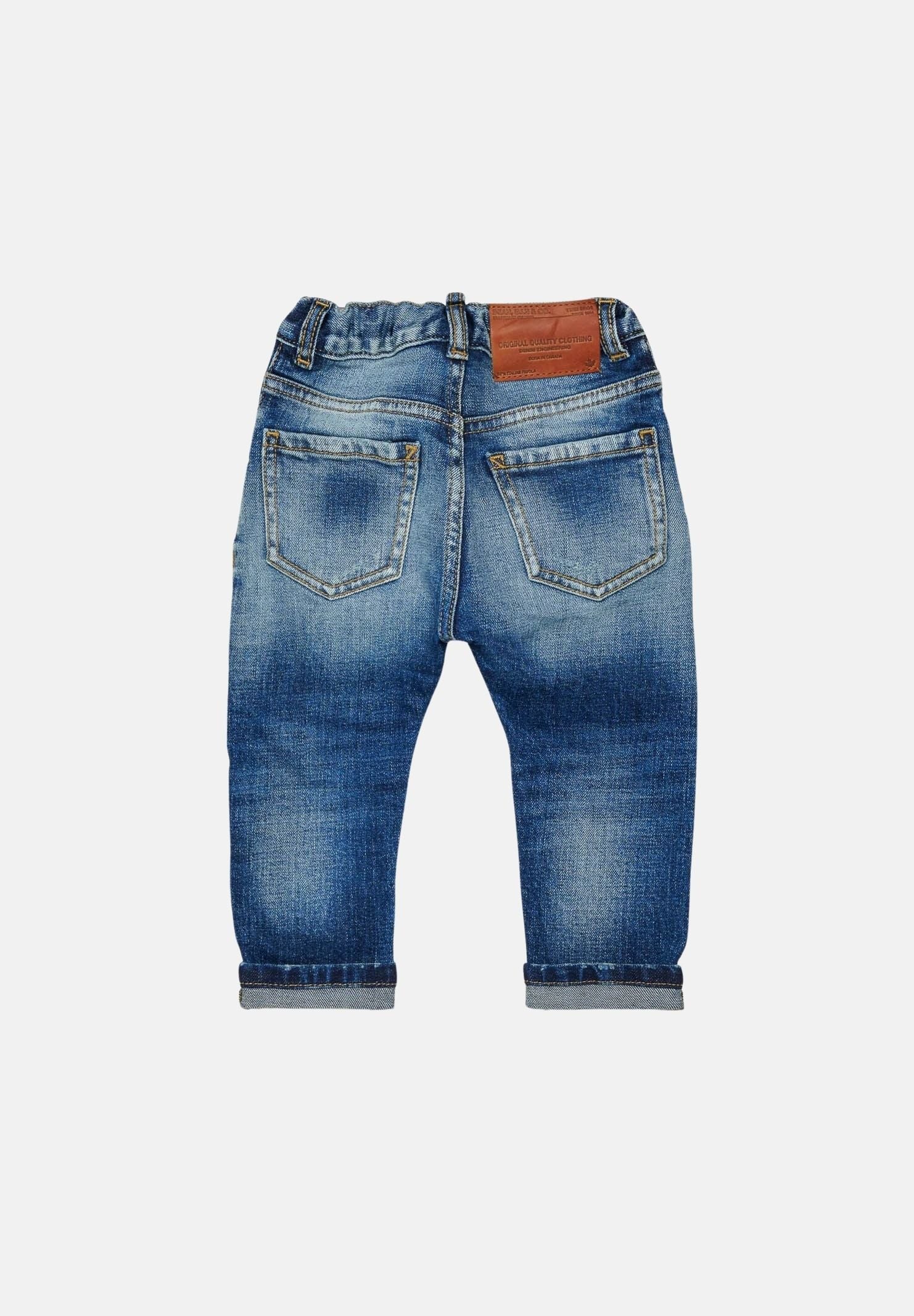 DSQUARED2 Jeans blue denim da neonato, con risvolto al fondo.<BR/> DQ01TCD0AHR DQ01 DSQUARED2