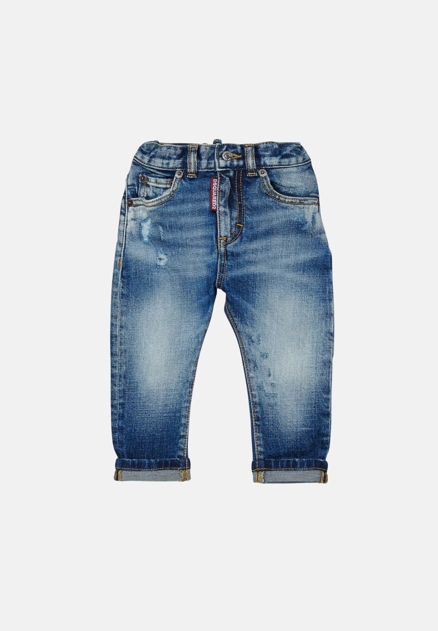 DSQUARED2 Jeans blue denim da neonato, con risvolto al fondo.<BR/> DQ01TCD0AHR DQ01 DSQUARED2