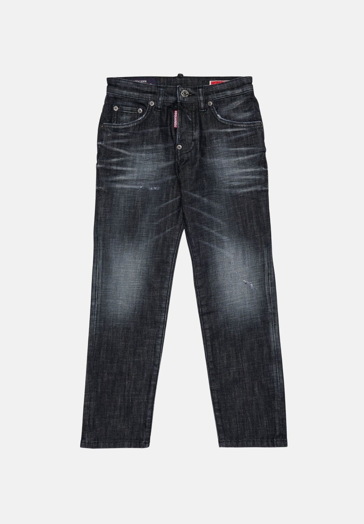 DSQUARED2 Jeans nero per donna, ragazzi e bambini con effetto lavato e classico design cinque tasche. DQ0731D0ABS DQ02 DSQUARED2