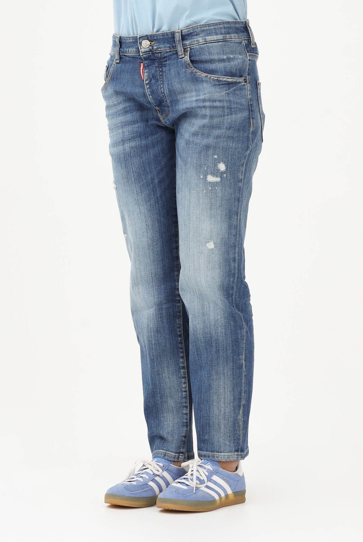 DSQUARED2 Jeans Stanislav in denim medio per donna, ragazzi e bambini con abrasioni DQ0731D0AFN DQ01 DSQUARED2
