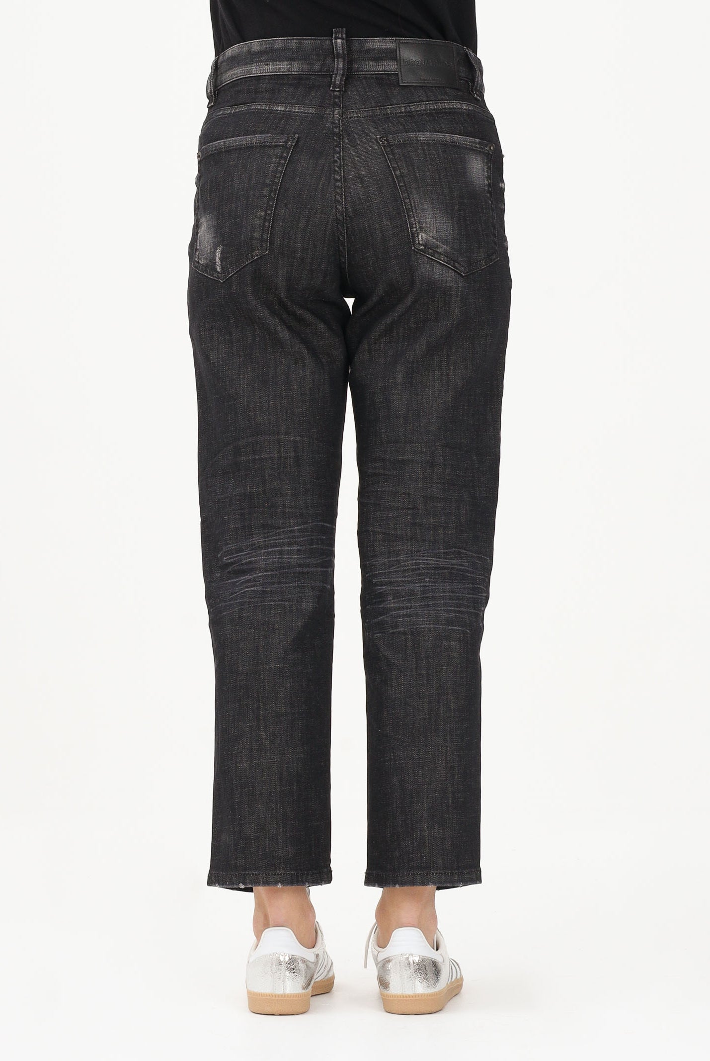 DSQUARED2 Jeans dritti Boss 10 in denim nero per donna, bambino e bambina DQ2241D0ABS DQ02 DSQUARED2