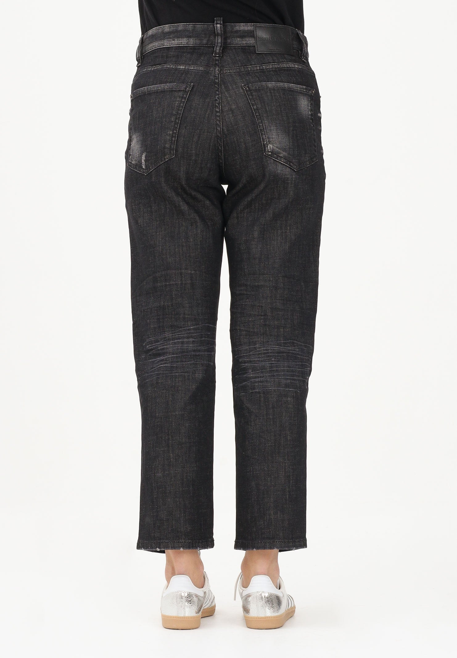 DSQUARED2 Jeans dritti Boss 10 in denim nero per donna, bambino e bambina DQ2241D0ABS DQ02 DSQUARED2