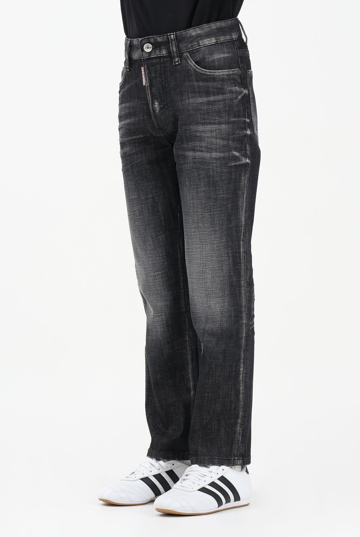 DSQUARED2 Jeans dritti Boss 10 in denim nero per donna, bambino e bambina DQ2241D0ABS DQ02 DSQUARED2