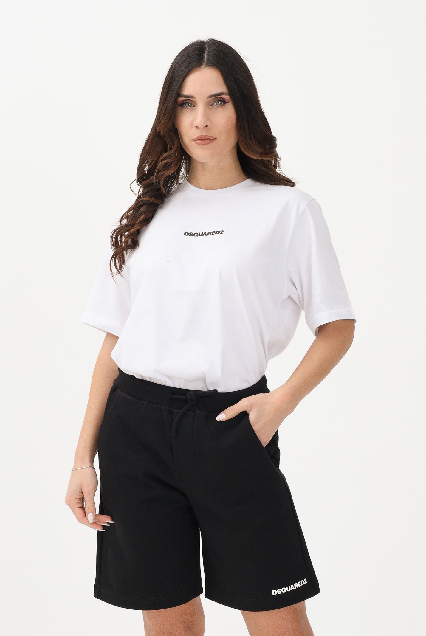 DSQUARED2 T-shirt a manica corta bianca per donna, ragazzi e bambini con logo DSQUARED2 DQ2823D004G DQ100 DSQUARED2