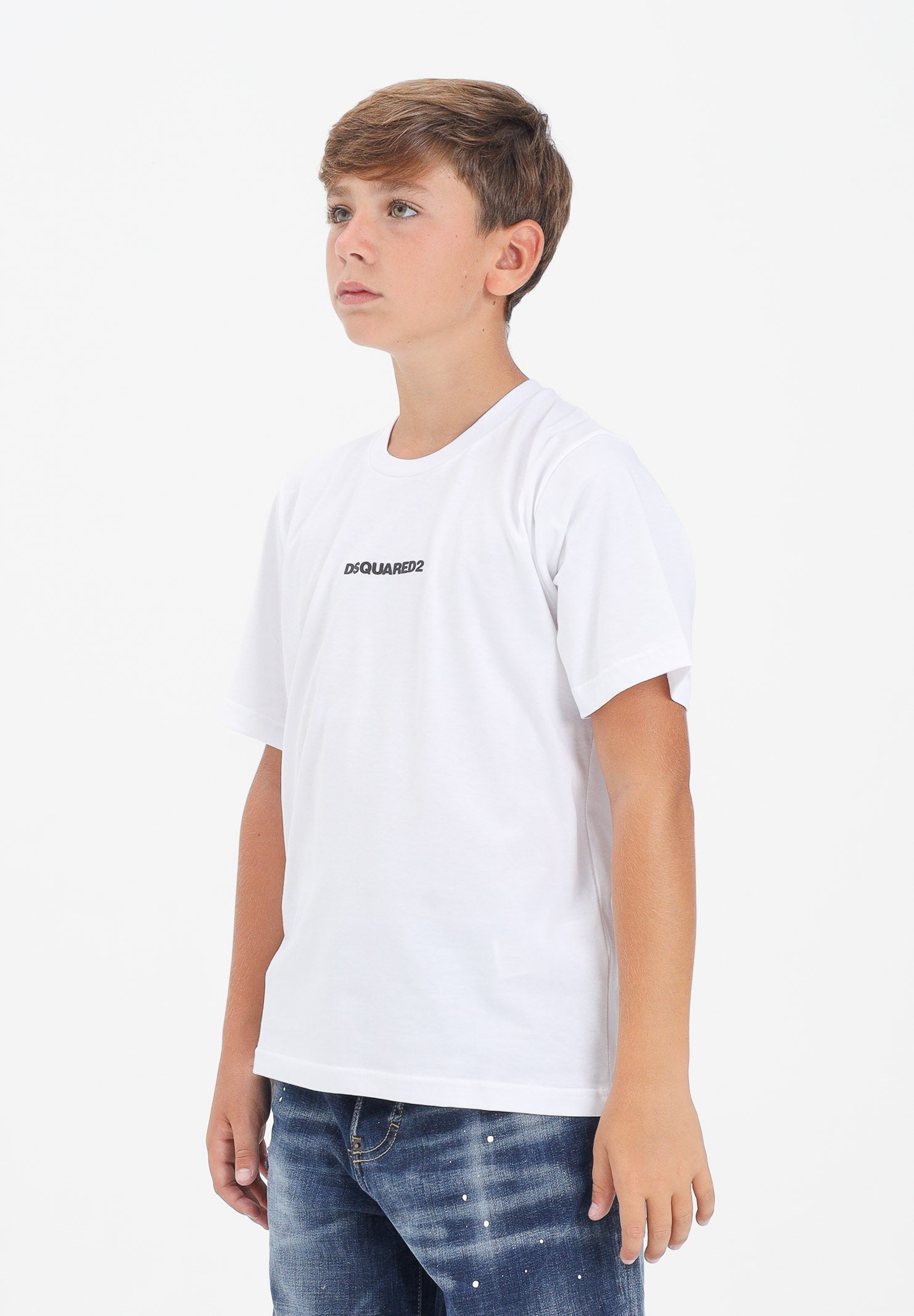 DSQUARED2 T-shirt a manica corta bianca per donna, ragazzi e bambini con logo DSQUARED2 DQ2823D004G DQ100 DSQUARED2