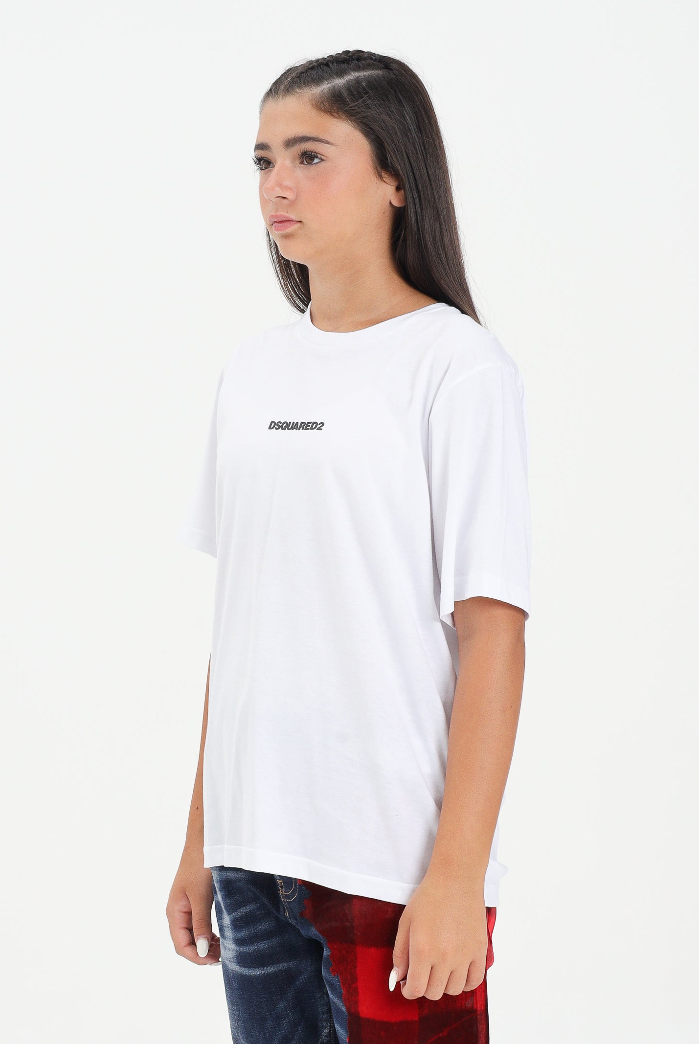 DSQUARED2 T-shirt a manica corta bianca per donna, ragazzi e bambini con logo DSQUARED2 DQ2823D004G DQ100 DSQUARED2