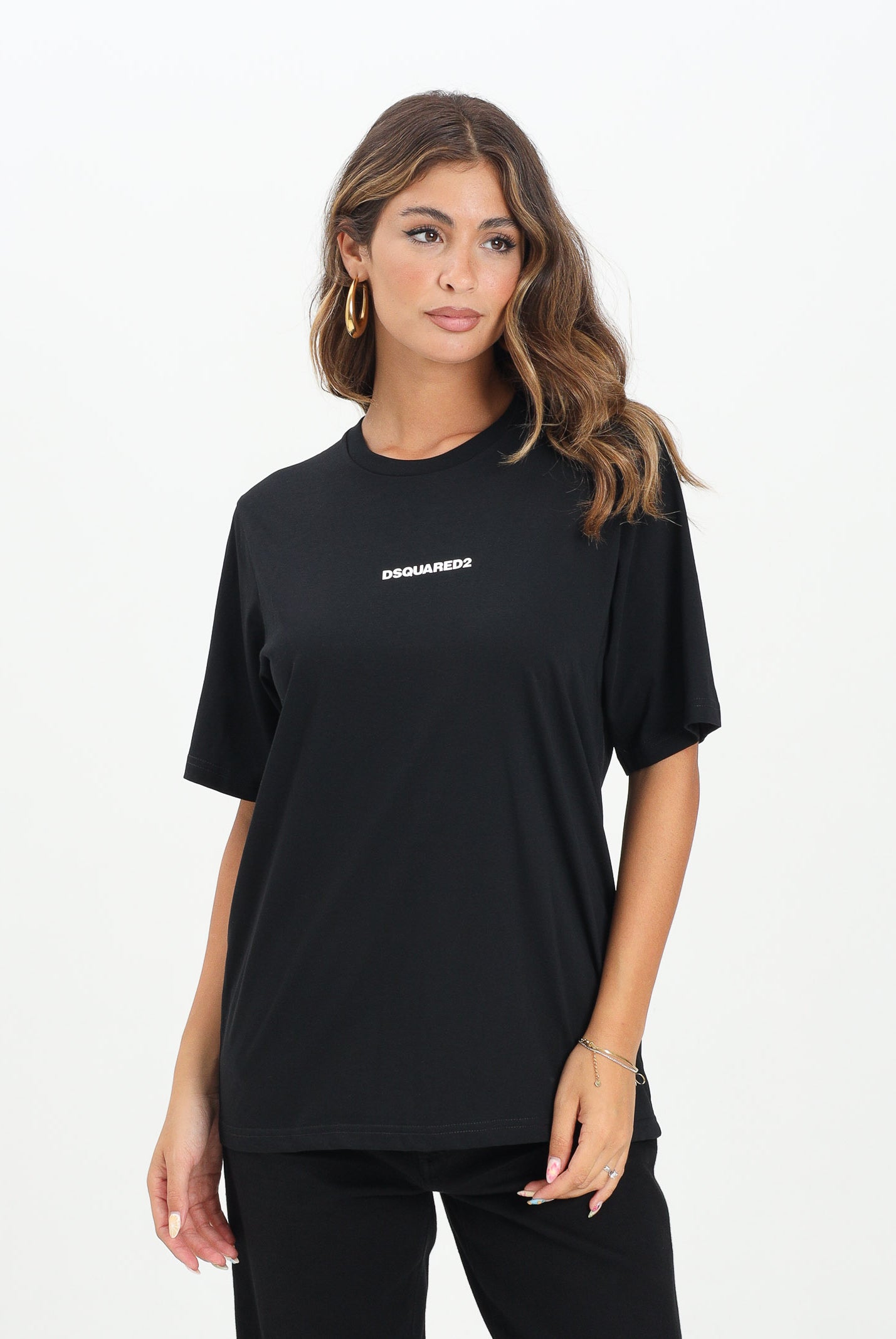 DSQUARED2 T-shirt a manica corta nera per donna, ragazzi e bambini con logo DSQUARED2 DQ2823D004G DQ900 DSQUARED2