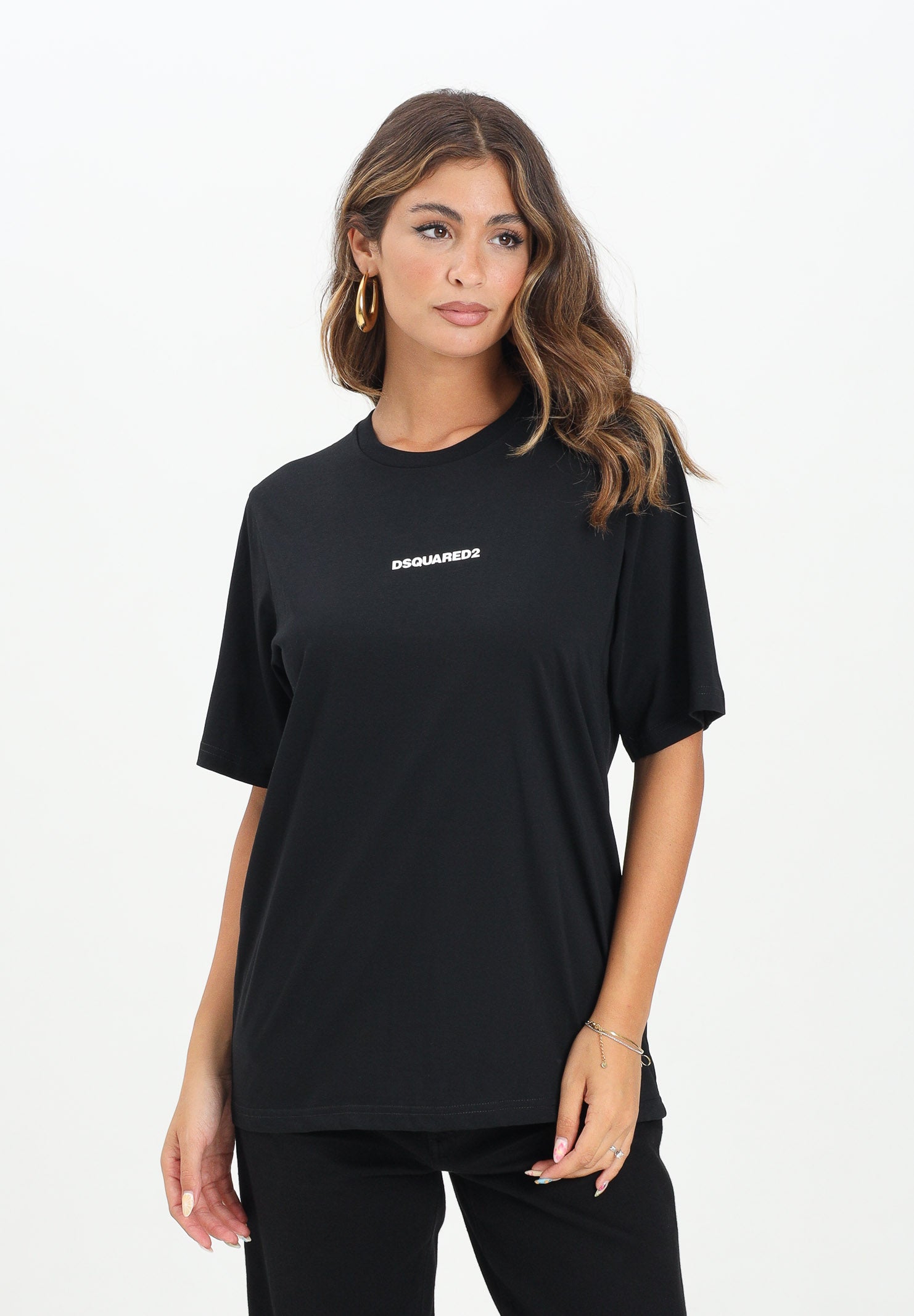 DSQUARED2 T-shirt a manica corta nera per donna, ragazzi e bambini con logo DSQUARED2 DQ2823D004G DQ900 DSQUARED2