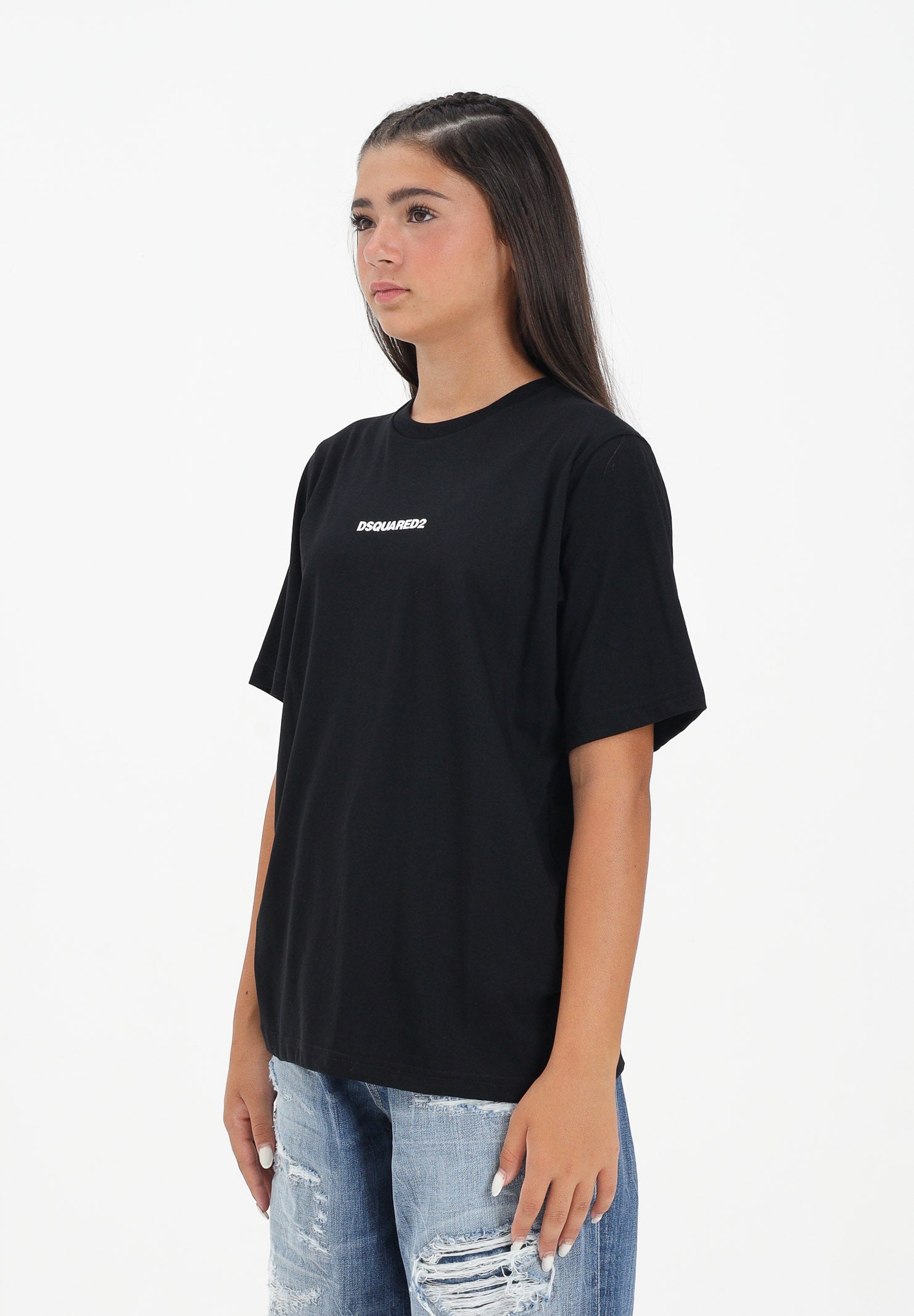DSQUARED2 T-shirt a manica corta nera per donna, ragazzi e bambini con logo DSQUARED2 DQ2823D004G DQ900 DSQUARED2