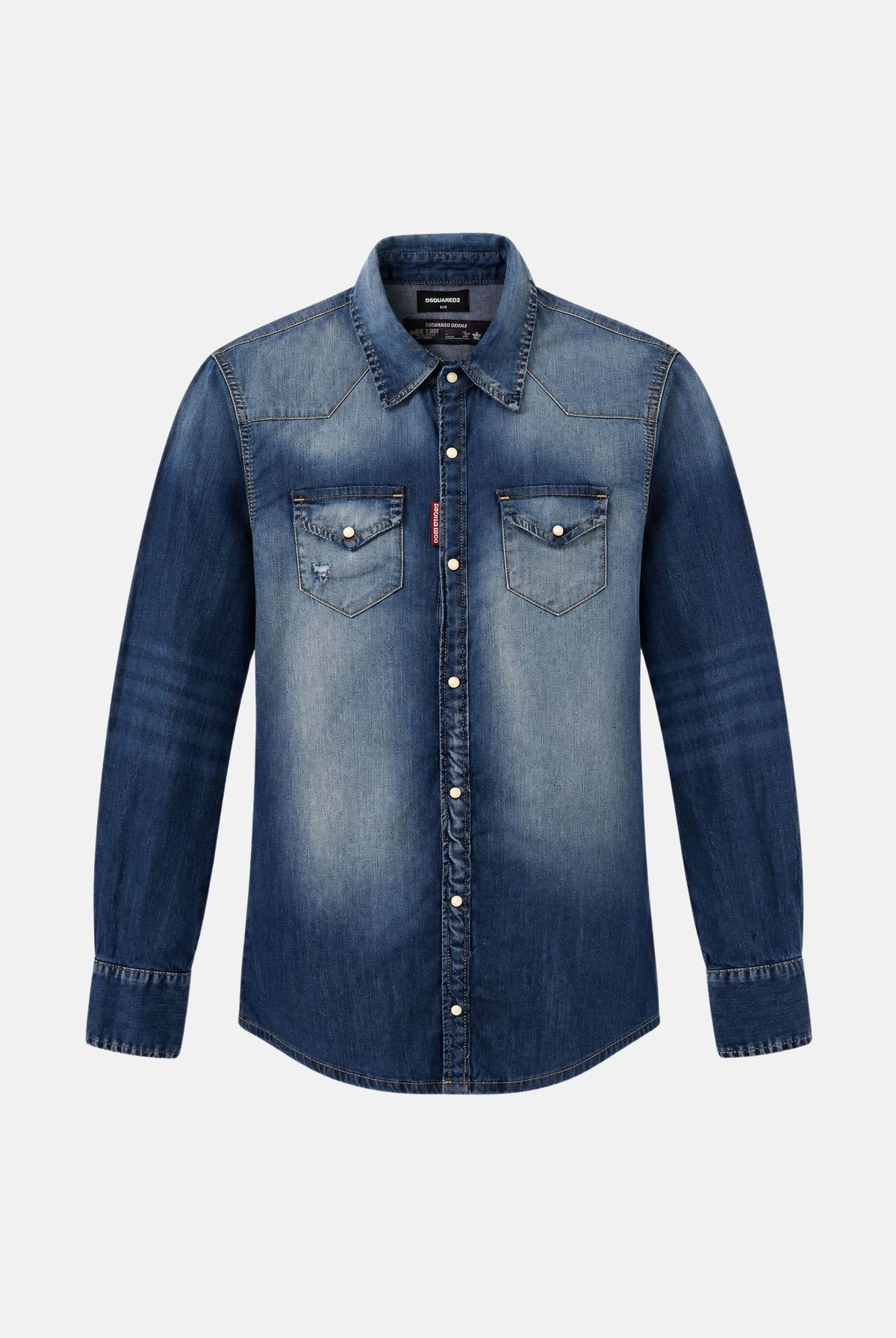 DSQUARED2 Camicia manica lunga denim blu per donna, ragazzi e bambini con tasche applicate sul petto DQ2887D0AHS DQ01 DSQUARED2