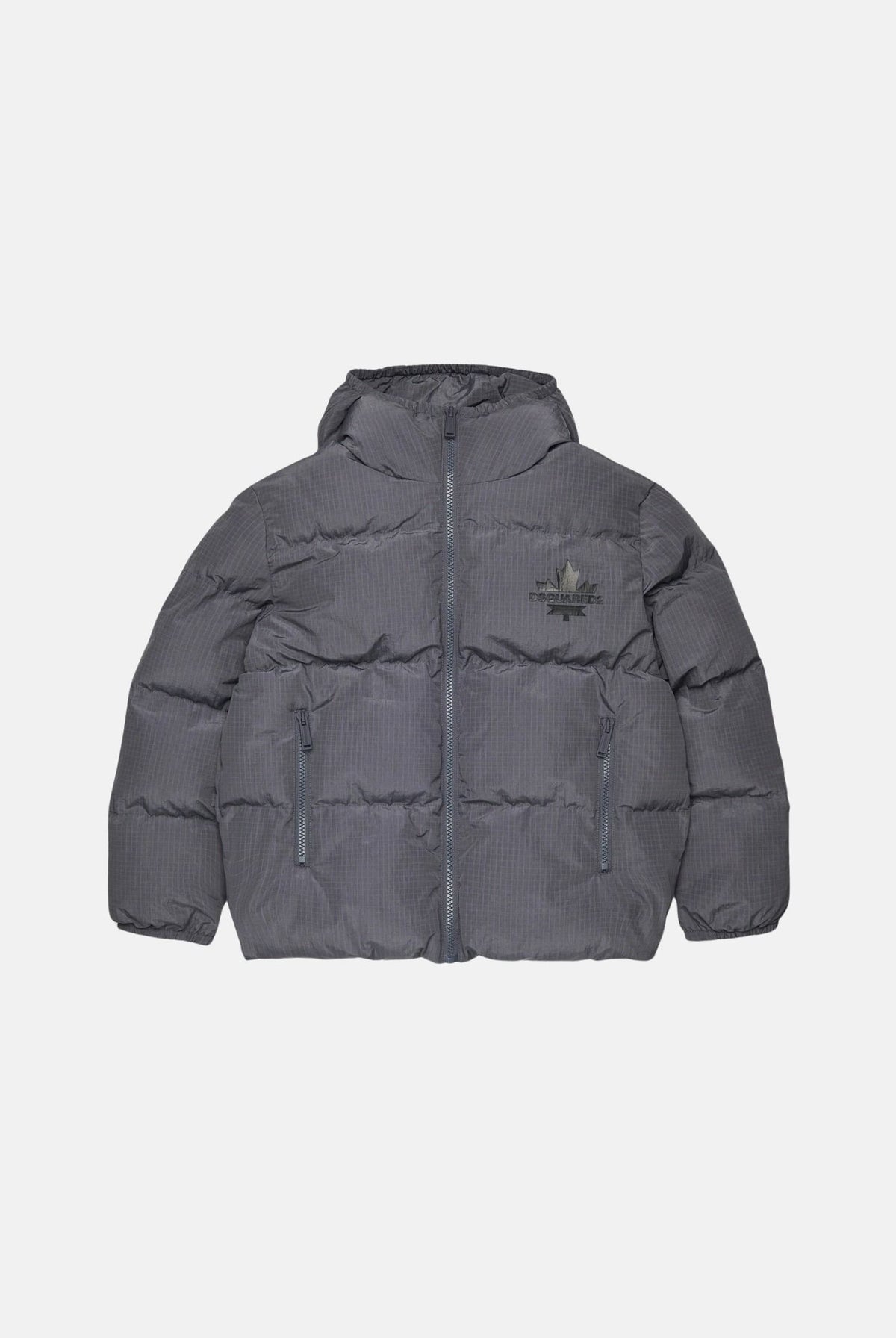 DSQUARED2 Piumino grigio antracite per donna, ragazzi e bambini con cappuccio, trapuntatura e stampa logo. DQ3042D0AID DQ913 DSQUARED2