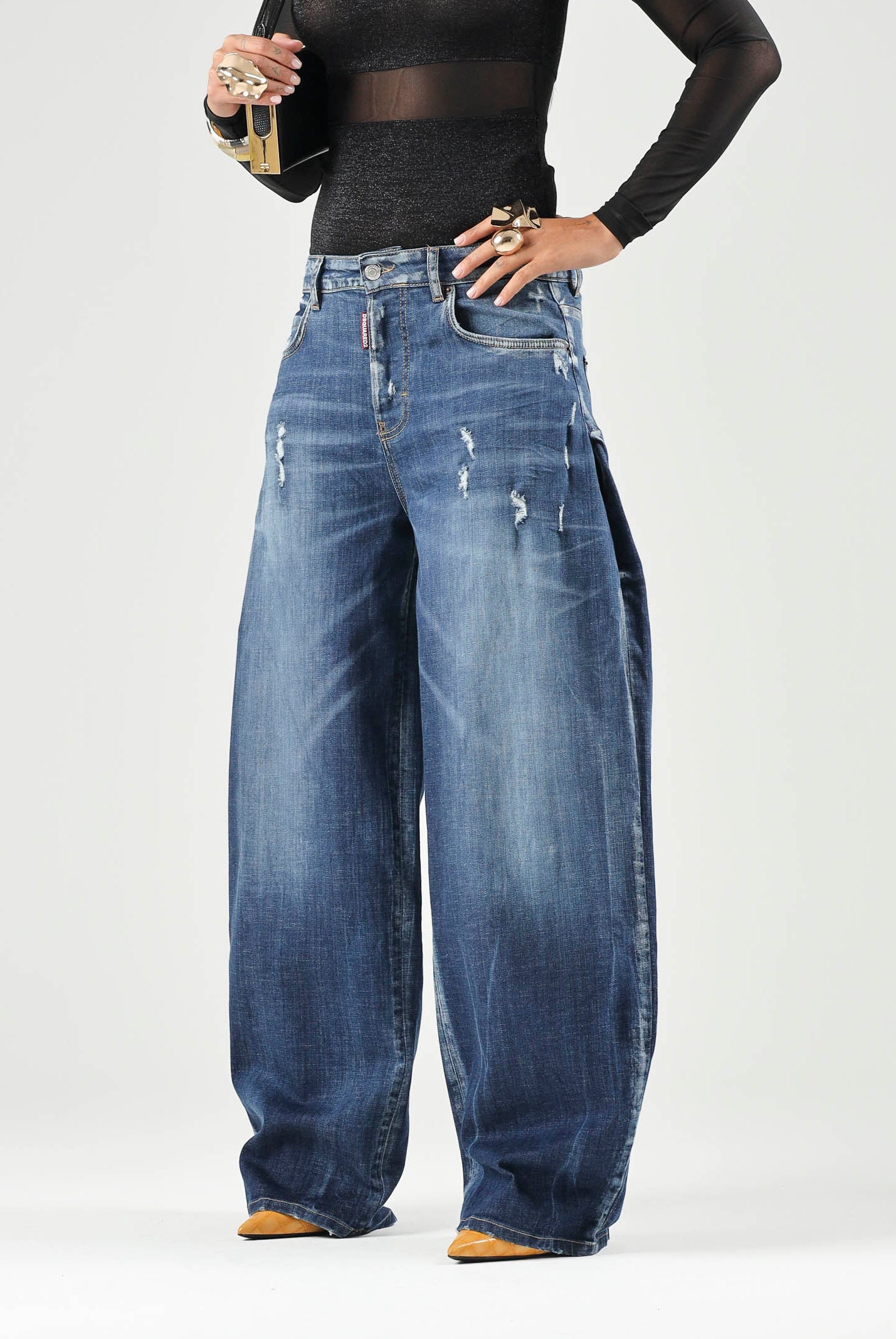 DSQUARED2 Jeans AMELIA in denim blu per donna, ragazzi e bambini con gamba ampia cropped. DQ3083D0AHX DQ01 DSQUARED2