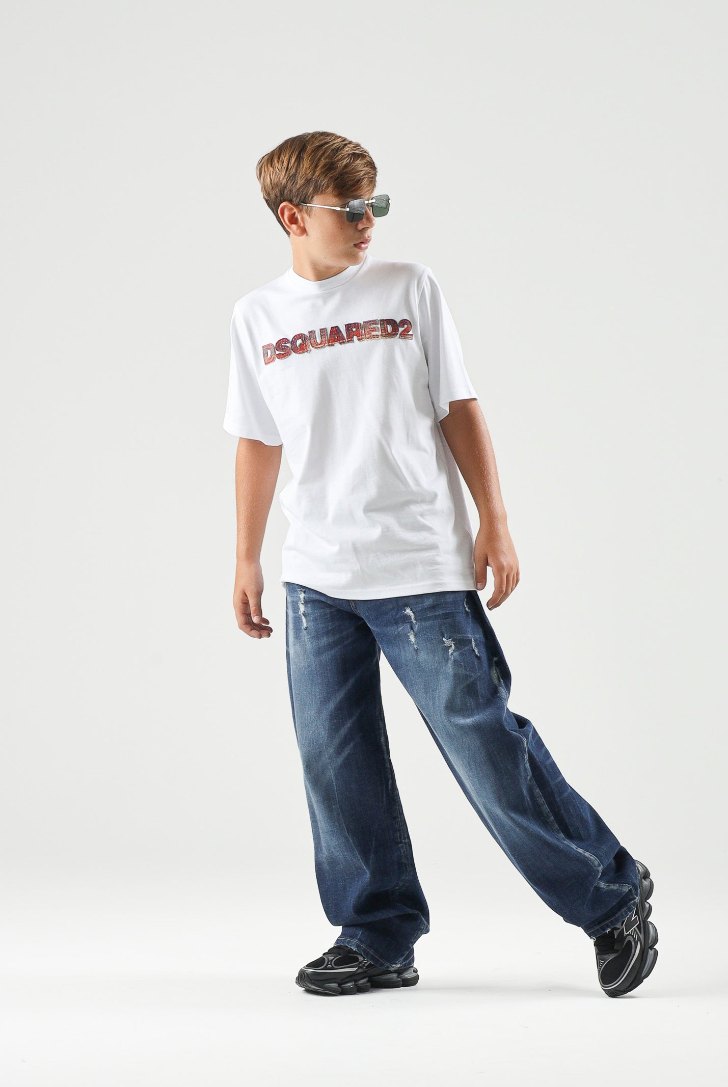 DSQUARED2 Jeans AMELIA in denim blu per donna, ragazzi e bambini con gamba ampia cropped. DQ3083D0AHX DQ01 DSQUARED2