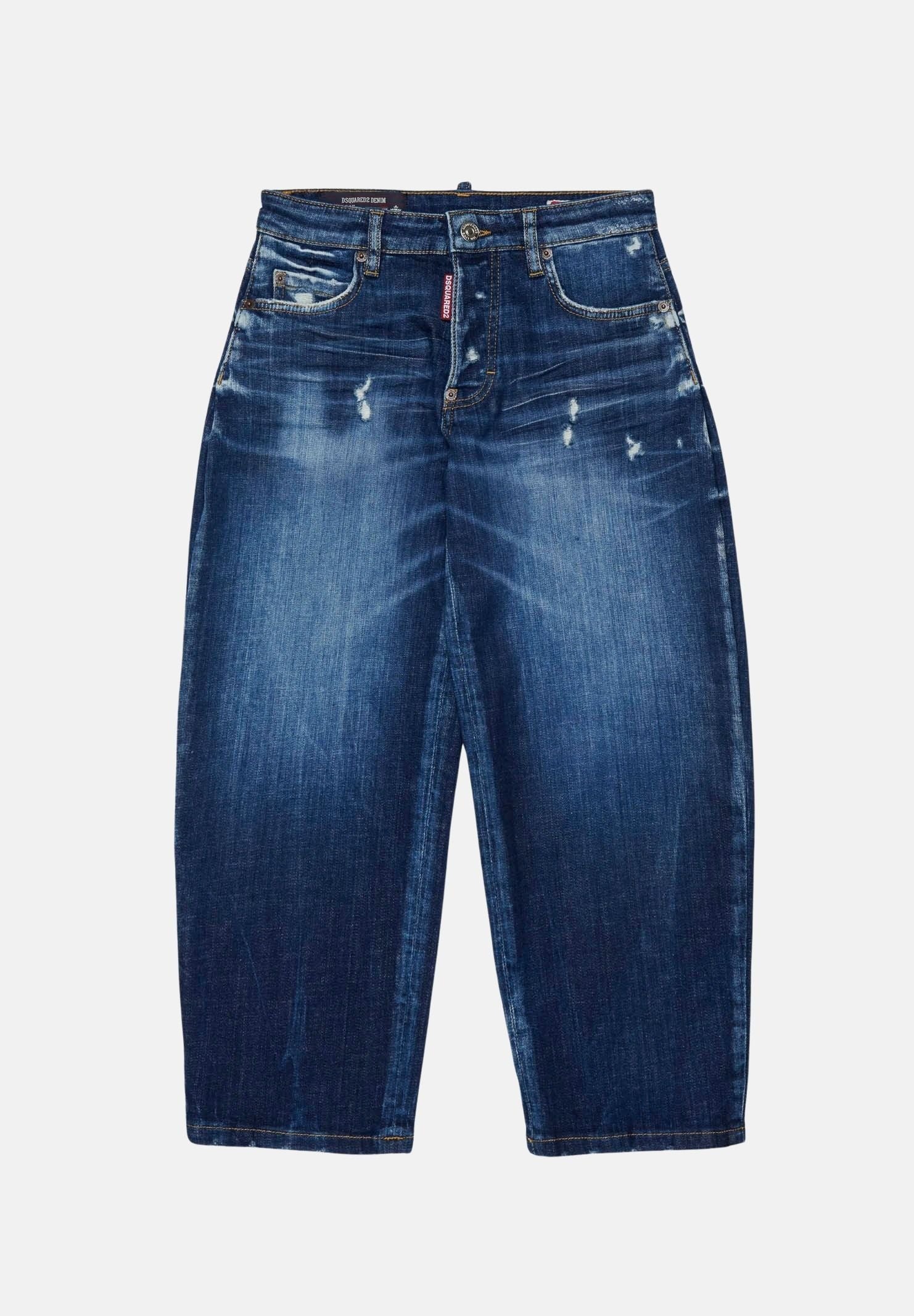 DSQUARED2 Jeans AMELIA in denim blu per donna, ragazzi e bambini con gamba ampia cropped. DQ3083D0AHX DQ01 DSQUARED2