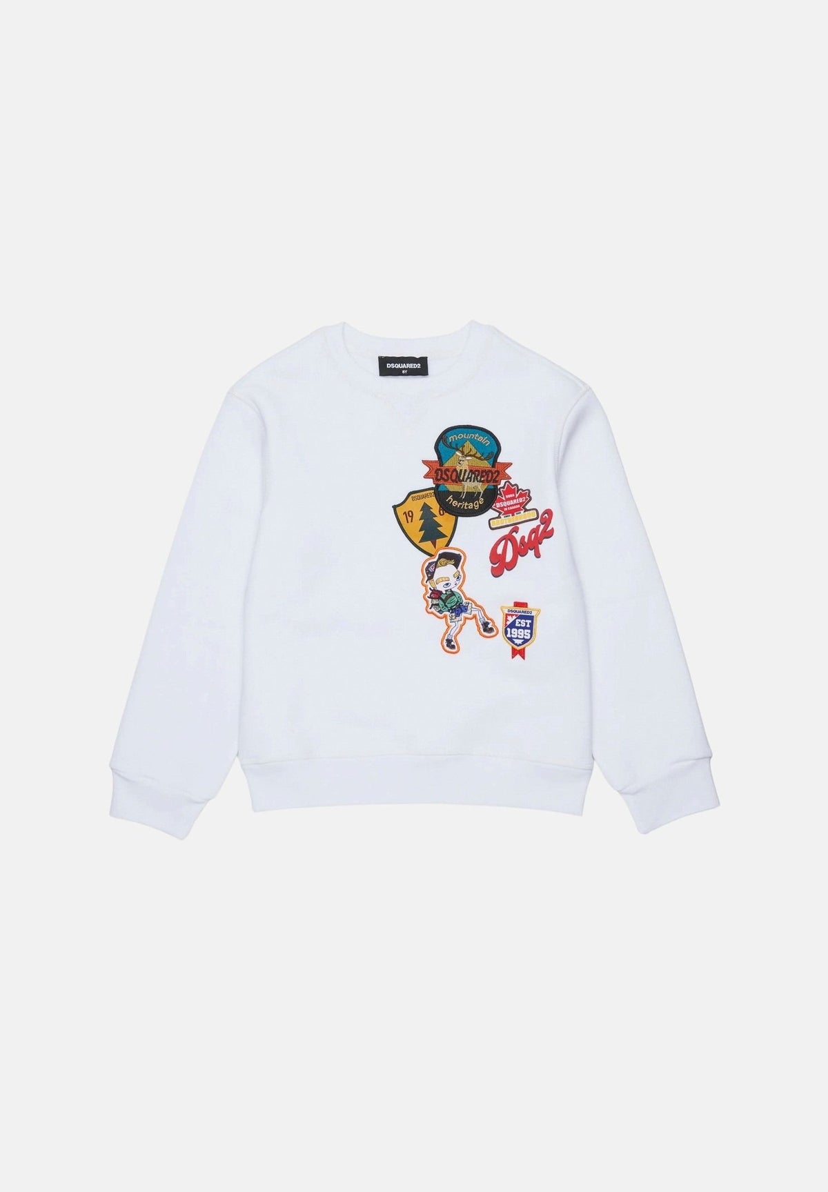 DSQUARED2 Felpa girocollo bianca per donna, ragazzi e bambini con patch-details DQ3398D0AI5 DQ100 DSQUARED2