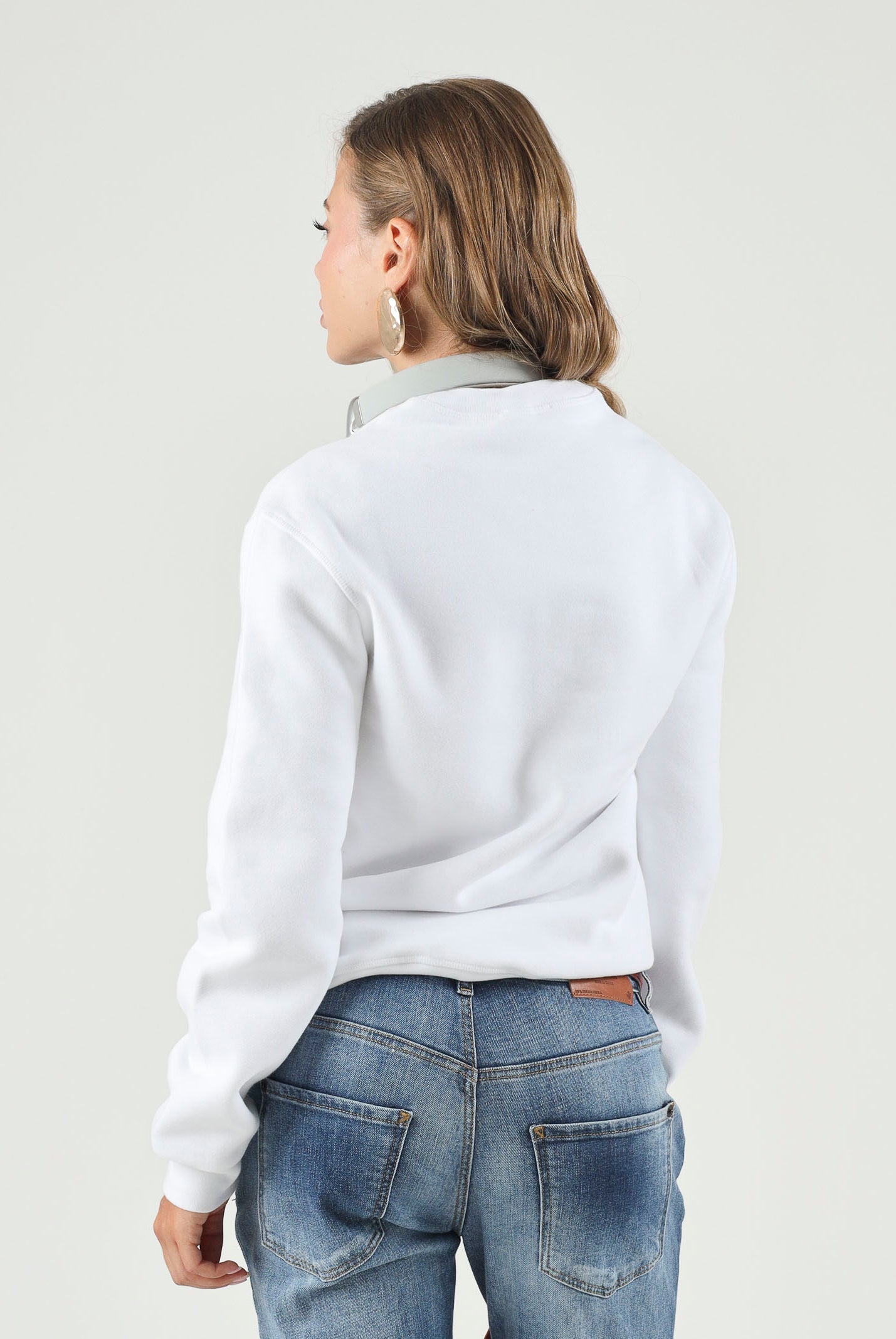 DSQUARED2 Felpa girocollo bianca per donna, ragazzi e bambini con patch-details DQ3398D0AI5 DQ100 DSQUARED2