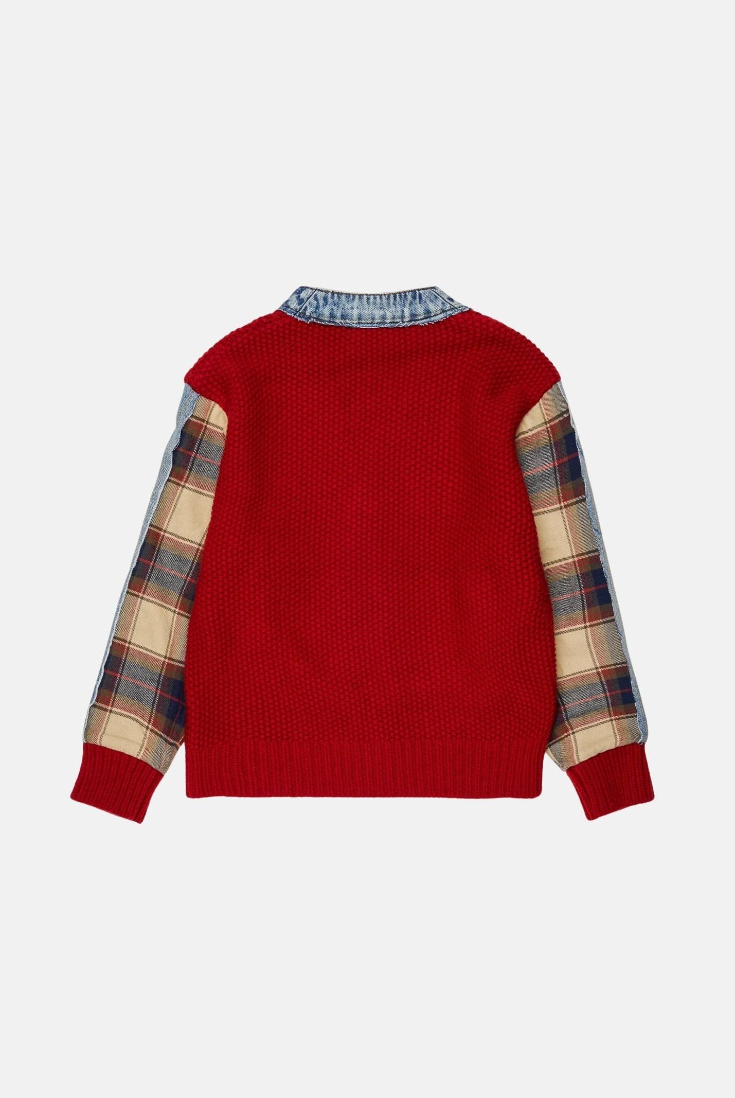 DSQUARED2 Cardigan in maglia rubin red, rosso, per donna, ragazzzi e bambini con maniche a quadri DQ3407D0AJC DQ452 DSQUARED2