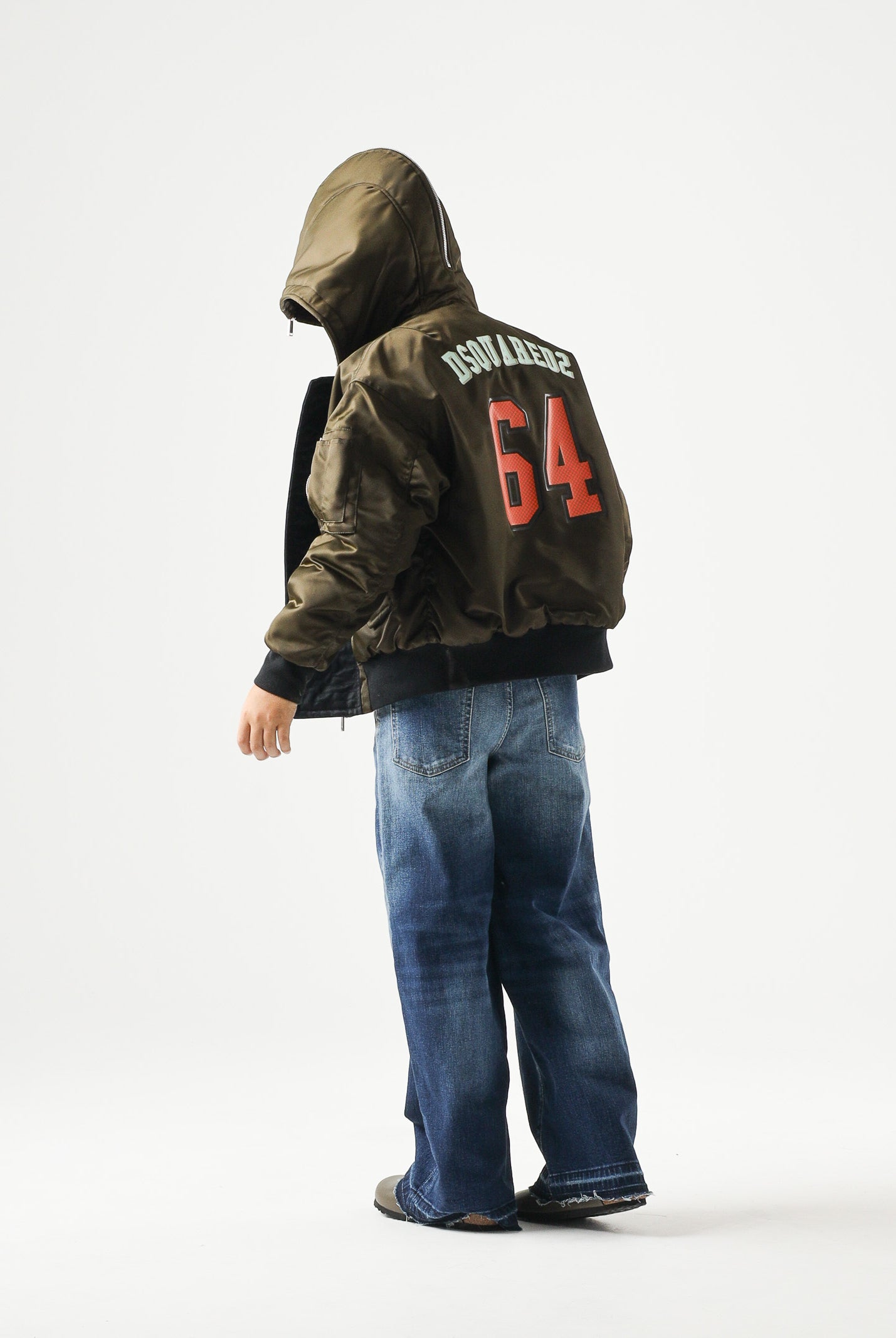 DSQUARED2 Bomber tarmac green per donna, ragazzi e bambini con collo in eco-pelliccia DQ3412D0AIB DQ558 DSQUARED2