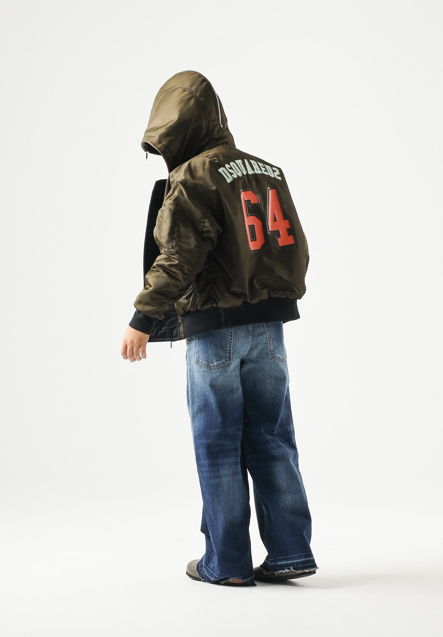 DSQUARED2 Bomber tarmac green per donna, ragazzi e bambini con collo in eco-pelliccia DQ3412D0AIB DQ558 DSQUARED2