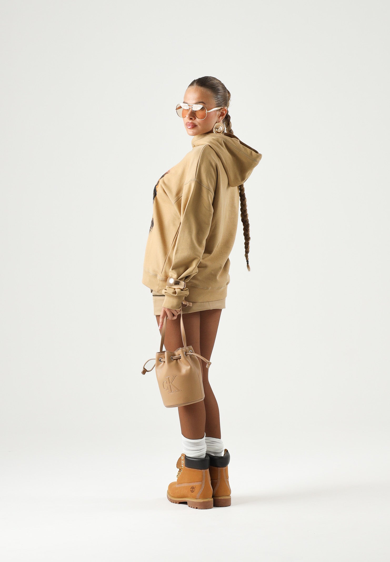 DSQUARED2 Felpa con cappuccio lark-beige per donna, ragazzi e bambini con stampa paesaggio frontale DQ3420D0AIS DQ776 DSQUARED2