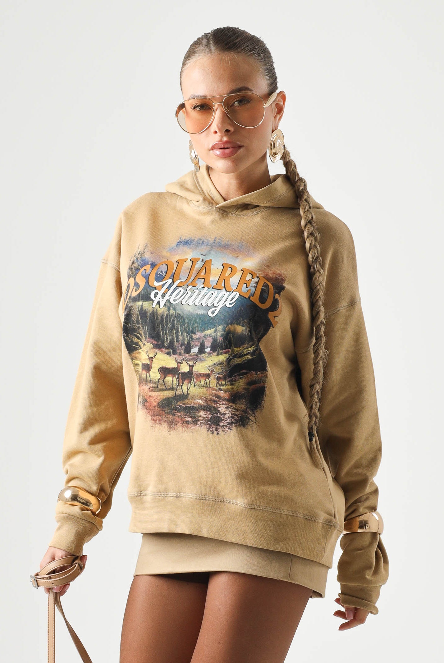DSQUARED2 Felpa con cappuccio con logo e stampa paesaggio lark, per donna, ragazzi, bambini. DQ3420D0AIS DQ776 DSQUARED2